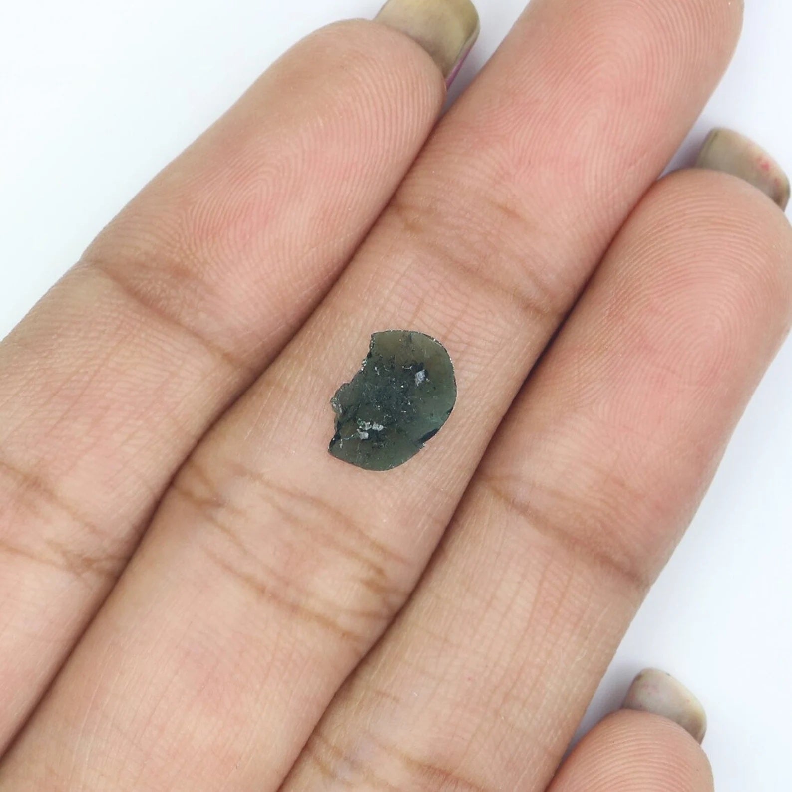 0.37 CT Natural Loose Slice Shape Diamond Blue Color Irregular Cut Diamond 8.70 MM Natural Loose Diamond blue Color Slice Cut Diamond NQ9176