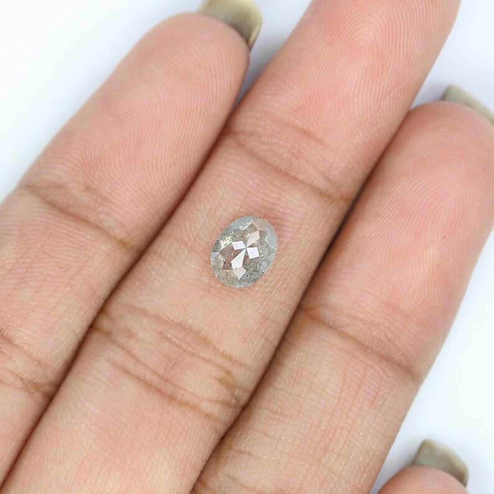 0.95 CT Natural Loose Oval Shape Diamond Salt And Pepper Oval Diamond 6.70 MM Natural Loose Diamond Grey Color Oval Rose Cut Diamond NQ9847