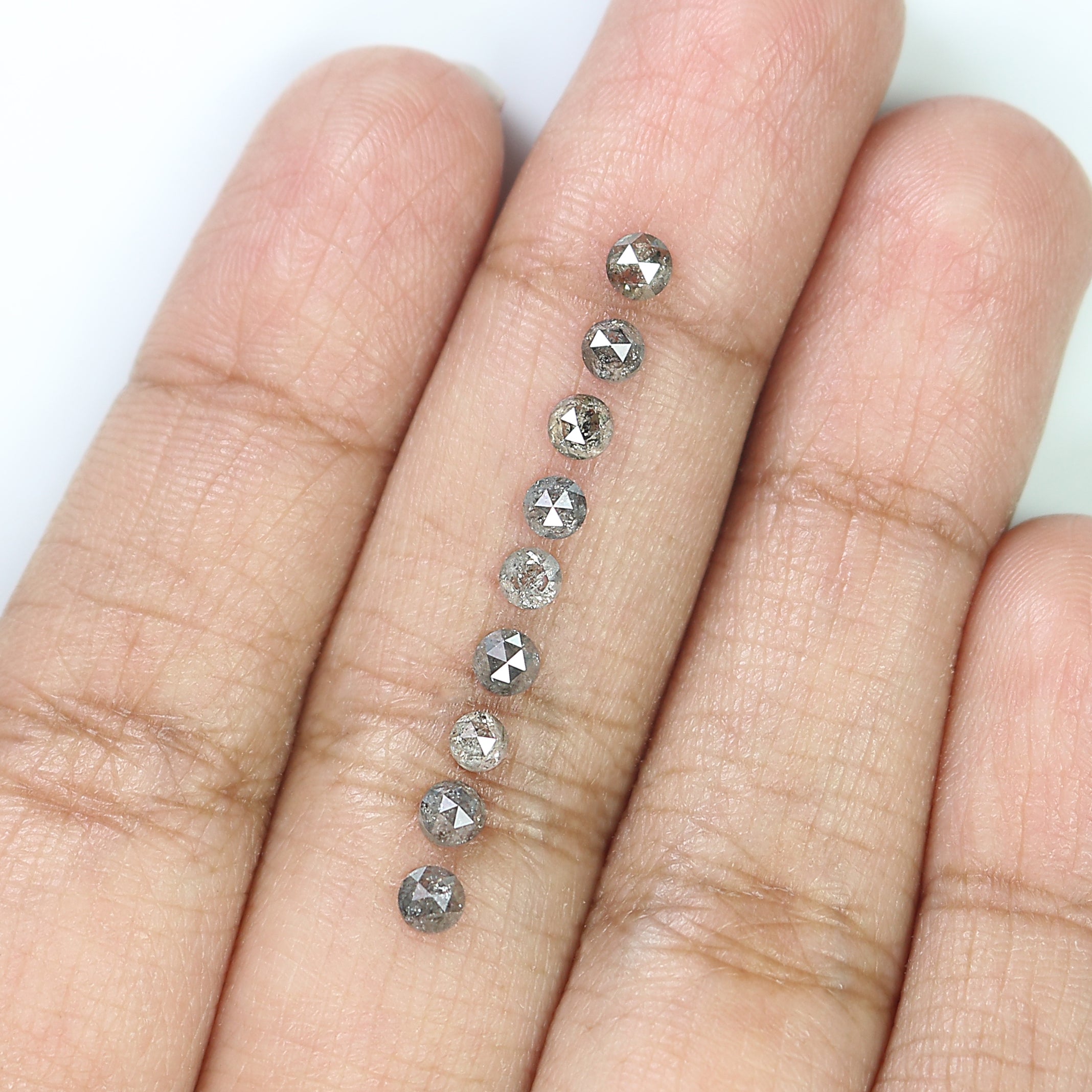 1.34 Ct Natural Loose Round Rose Cut Diamond Salt And Pepper Round Shape Diamond 2.80 MM Natural Black Grey Round Rose Cut Diamond KQ2551