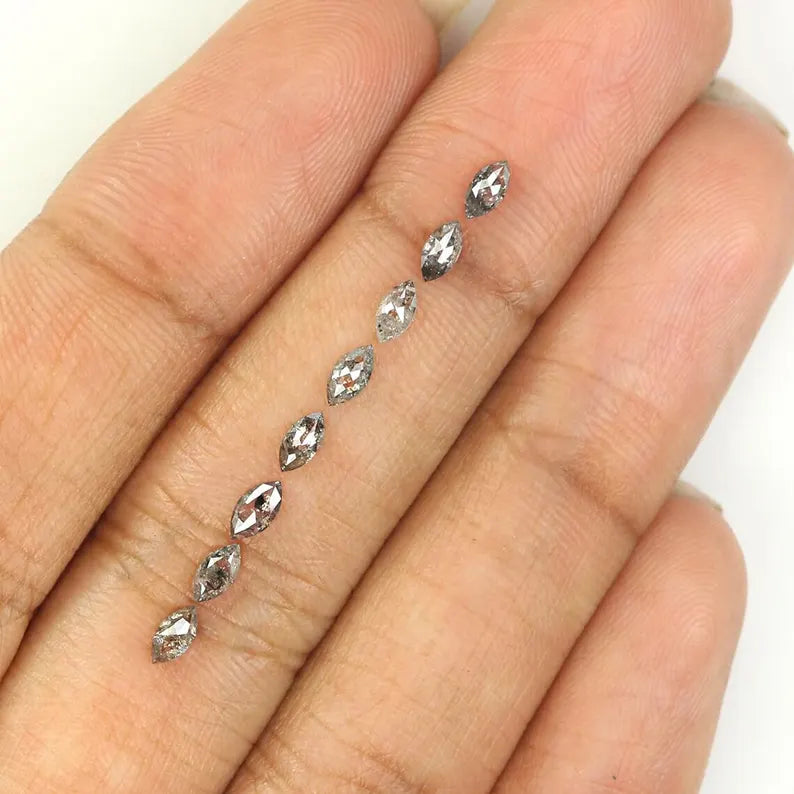 0.69 CT Natural Loose Marquise Shape Diamond Salt And Pepper Marquise Cut Diamond 4.10 MM Black Grey Color Marquise Rose Cut Diamond QN1600