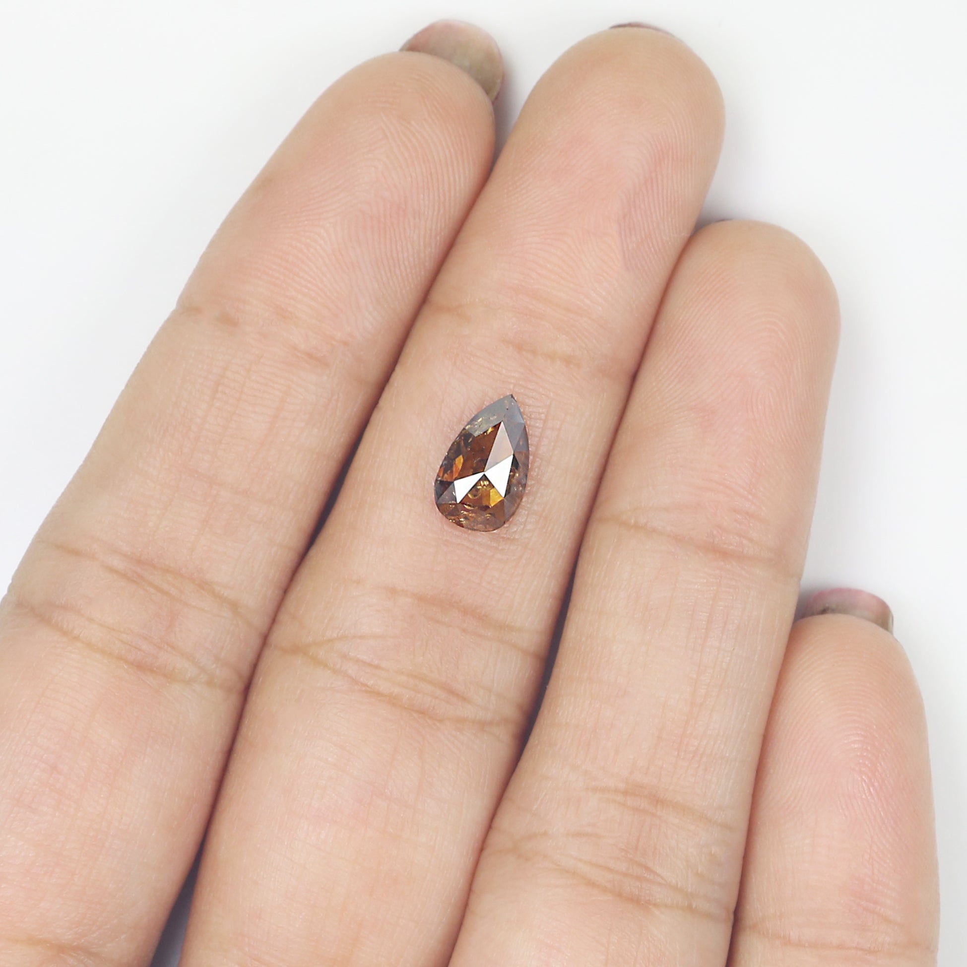 1.00 CT Natural Loose Pear Shape Diamond Brown Champagne Color Pear Cut Diamond 8.80 MM Natural Brown Diamond Pear Rose Cut Diamond LQ6177