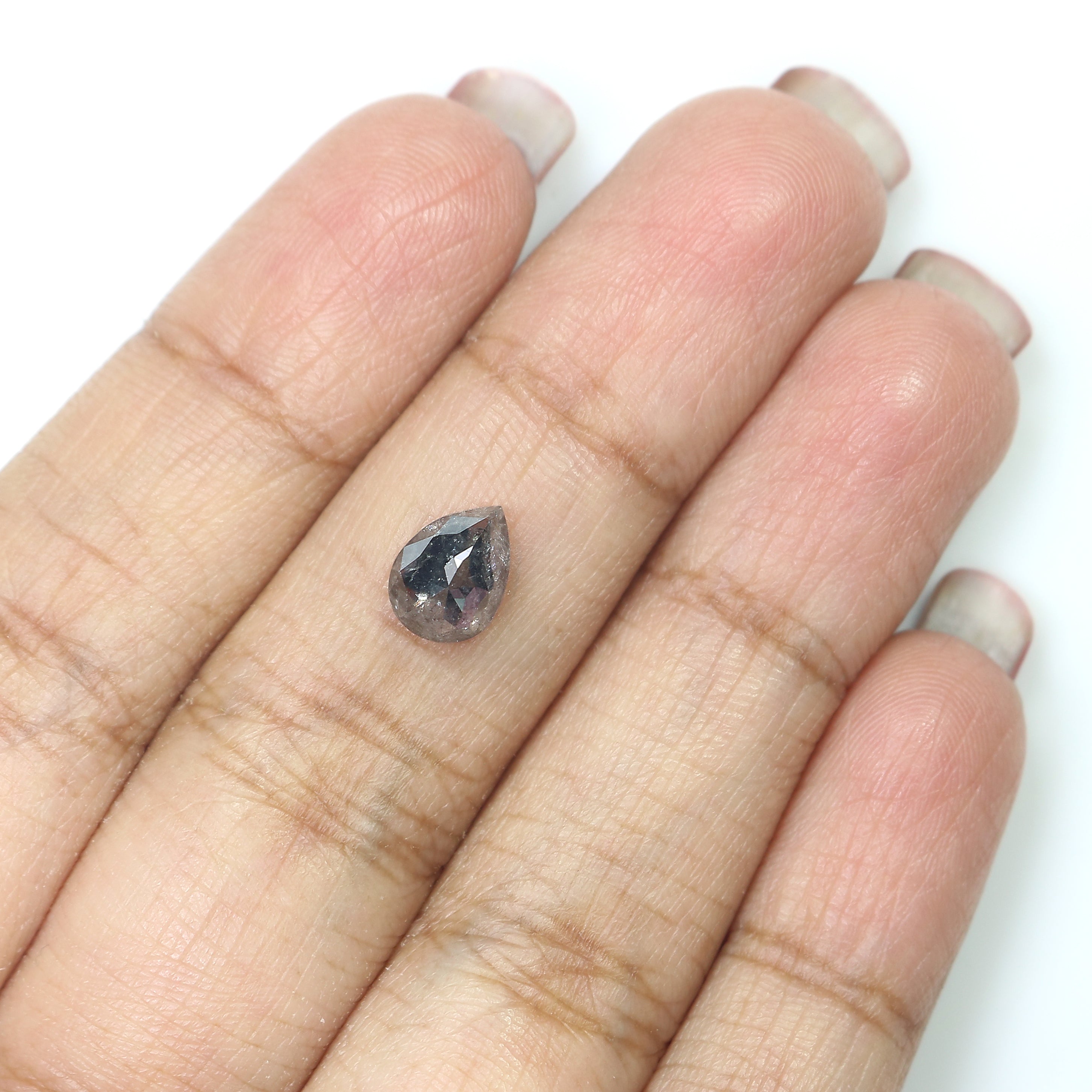 1.47 CT Natural Loose Pear Shape Diamond Salt And Pepper Pear Rose Cut Diamond 8.05 MM Natural Black Grey Color Pear Shape Diamond QL1561