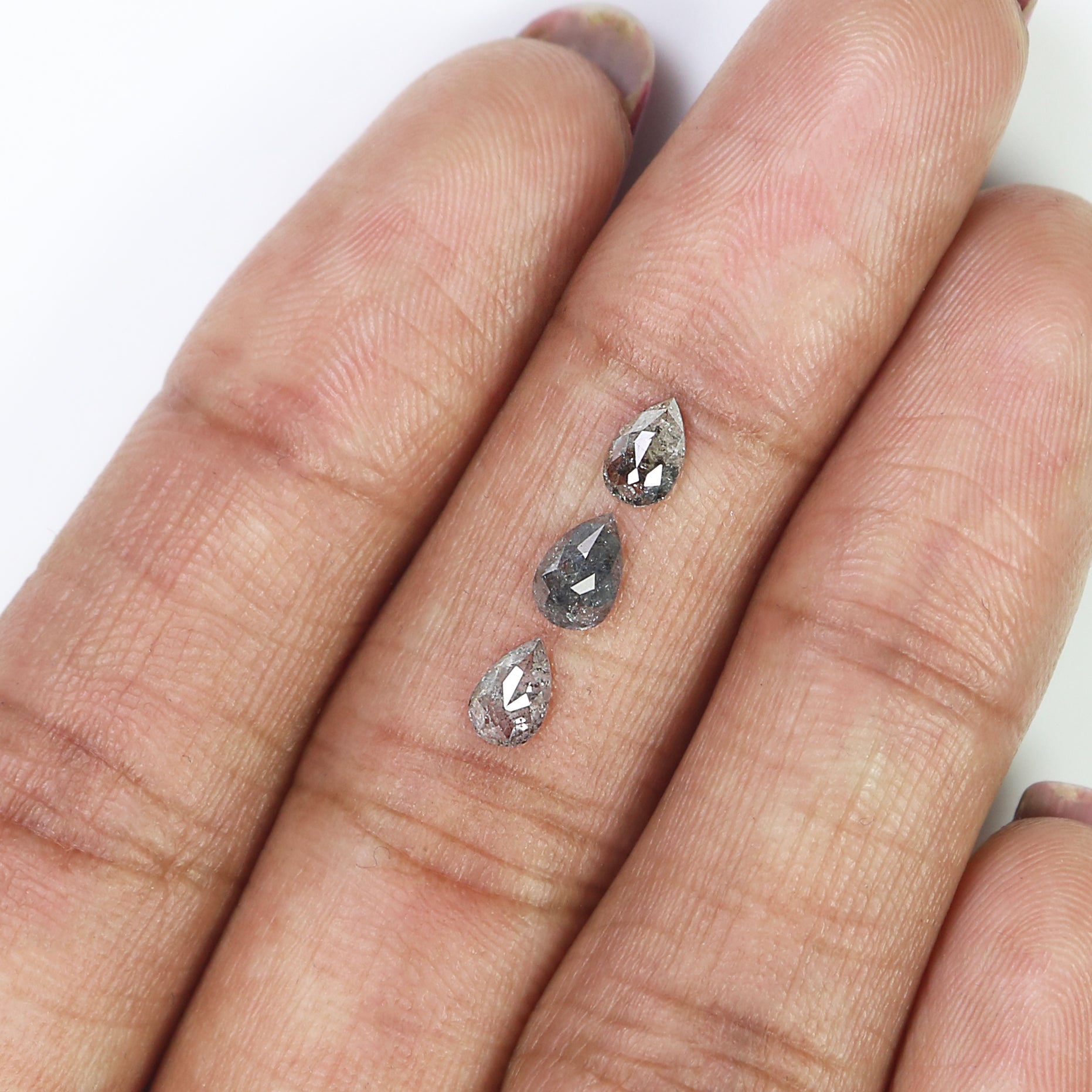0.81 CT Natural Loose Pear Shape Diamond Salt And Pepper Pear Cut Diamond 5.70 MM Natural Loose Black Grey Color Pear Rose Cut Diamond N2285