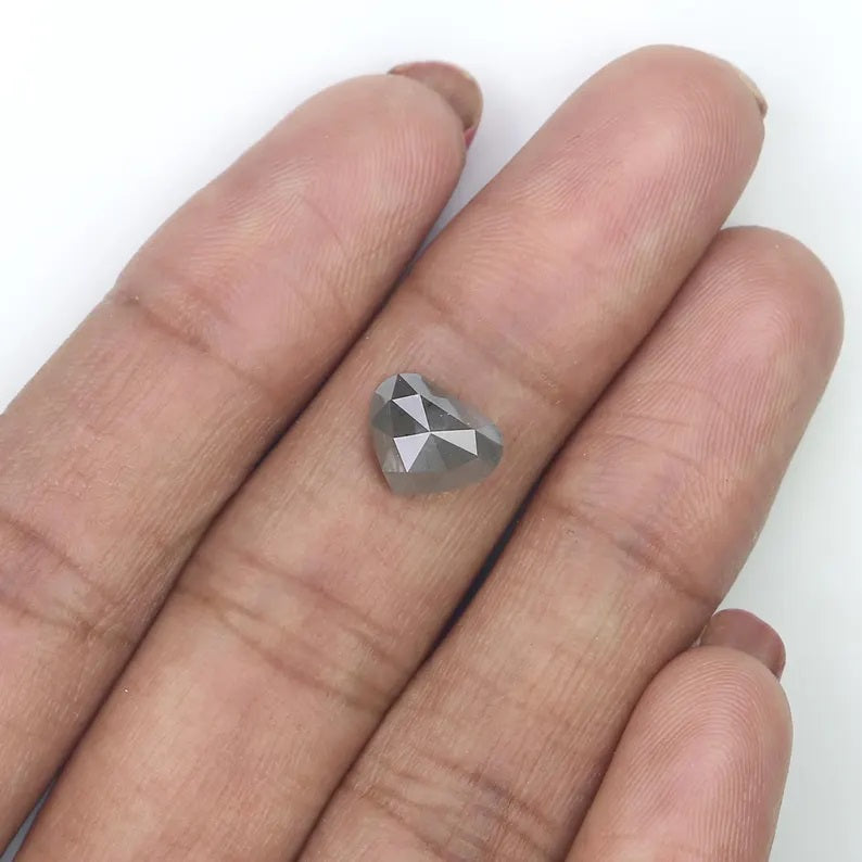 2.19 CT Natural Loose Heart Shape Diamond Grey Color Heart Cut Diamond 9.00 MM Natural Loose Diamond Heart Rose Cut Diamond QN9399