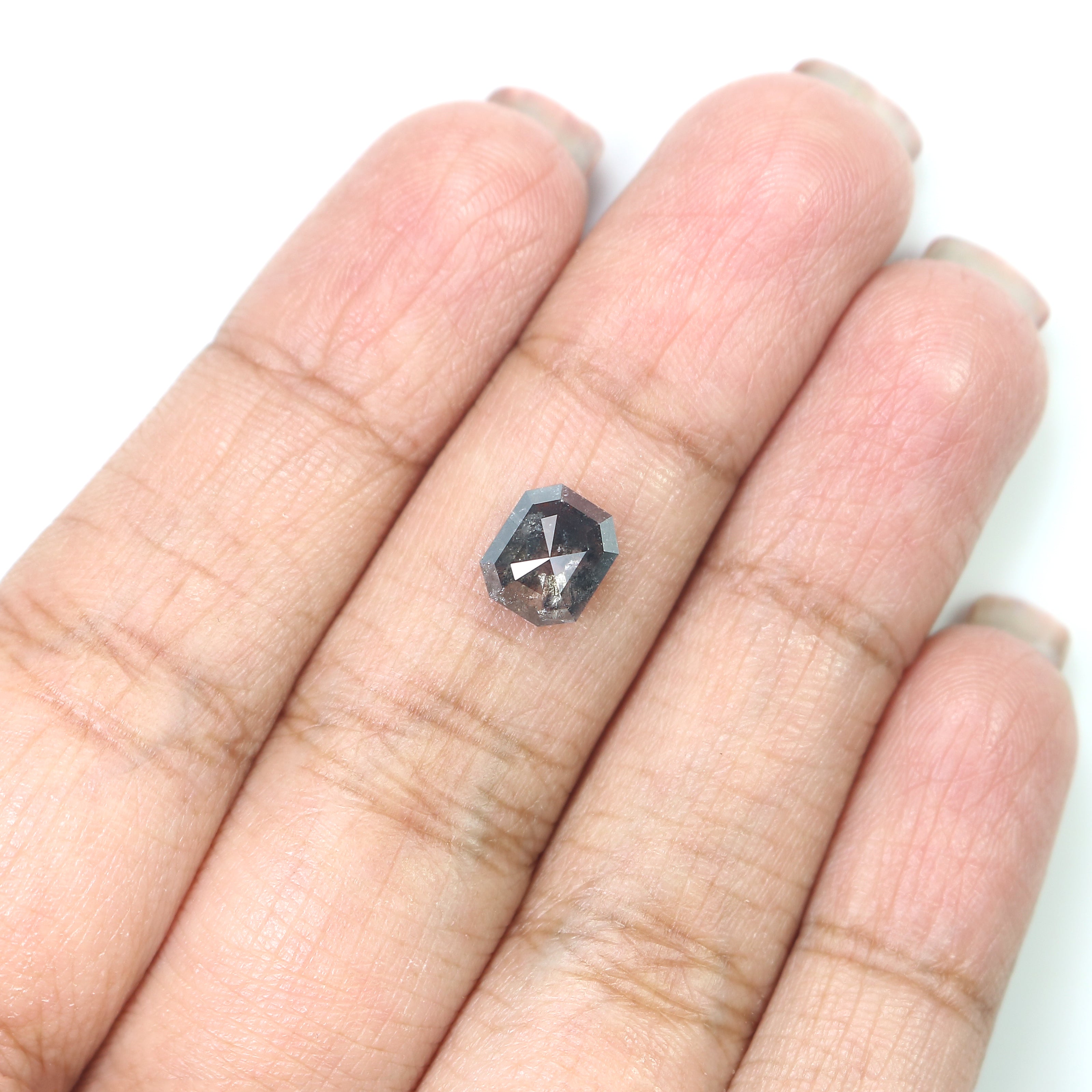 1.70 CT Natural Loose Emerald Cut Diamond Salt And Pepper Emerald Diamond 7.20 MM Natural Loose Black Grey Color Emerald Cut Diamond QL187