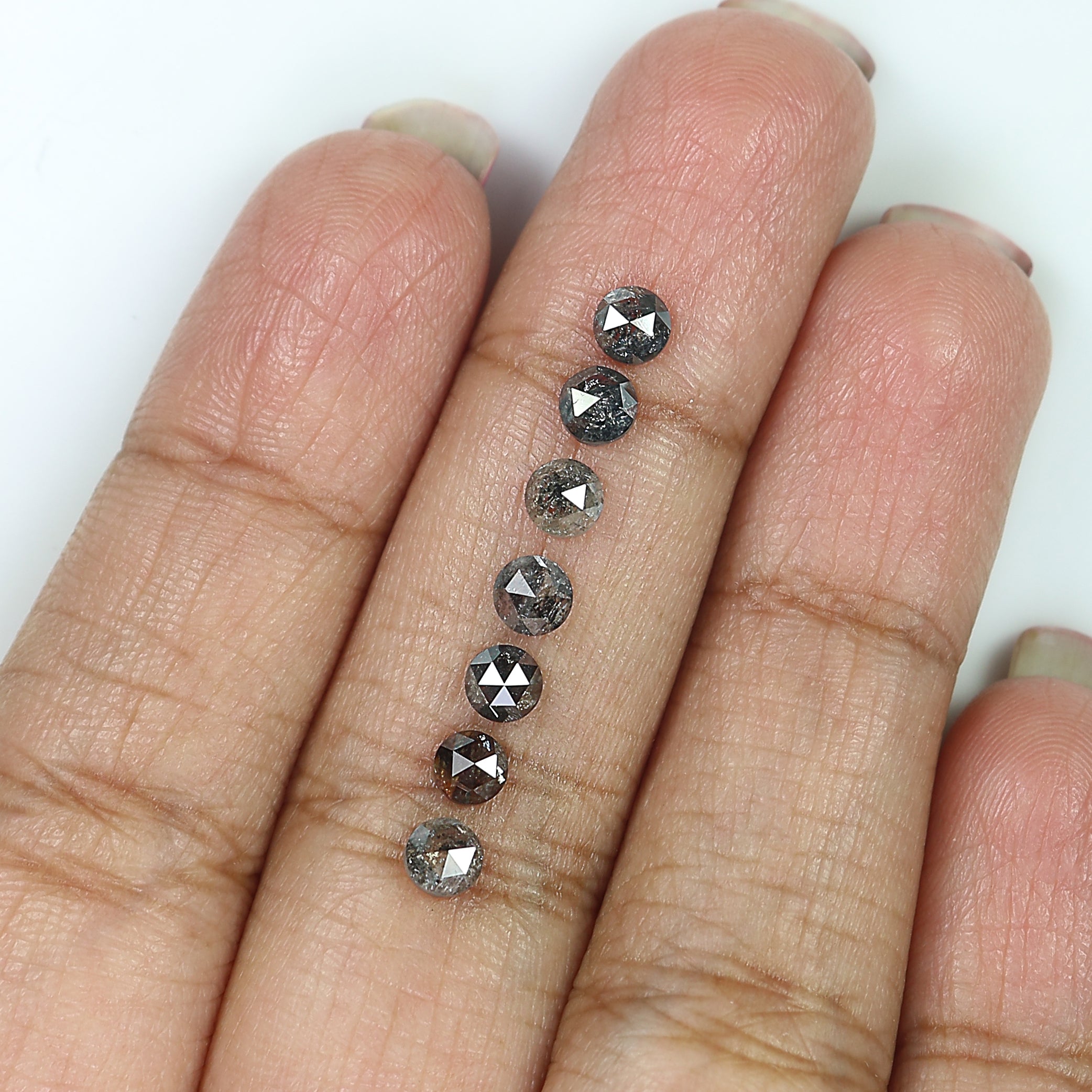 1.86 Ct Natural Loose Round Rose Cut Diamond Salt And Pepper Round Shape Diamond 3.65 MM Natural Black Grey Round Rose Cut Diamond LQ2383