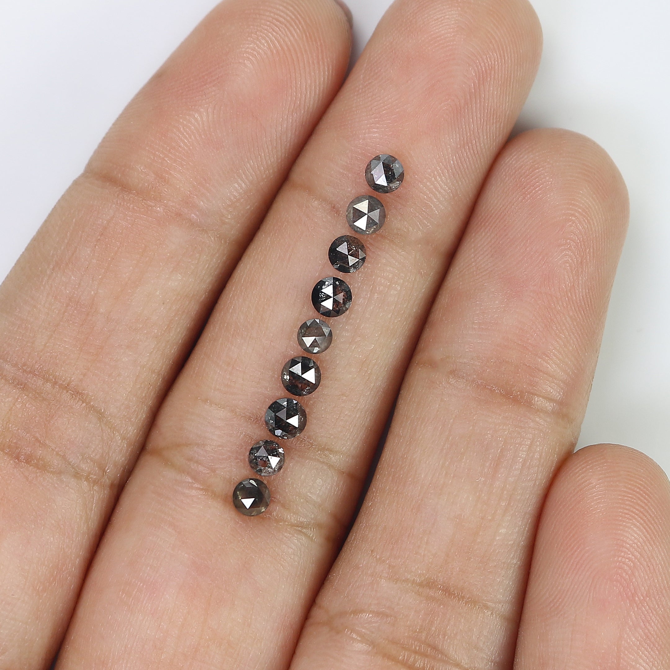 1.22 Ct Natural Loose Round Rose Cut Diamond Salt And Pepper Round Diamond 2.70 MM Natural Black Grey Color Round Rose Cut Diamond LQ2407