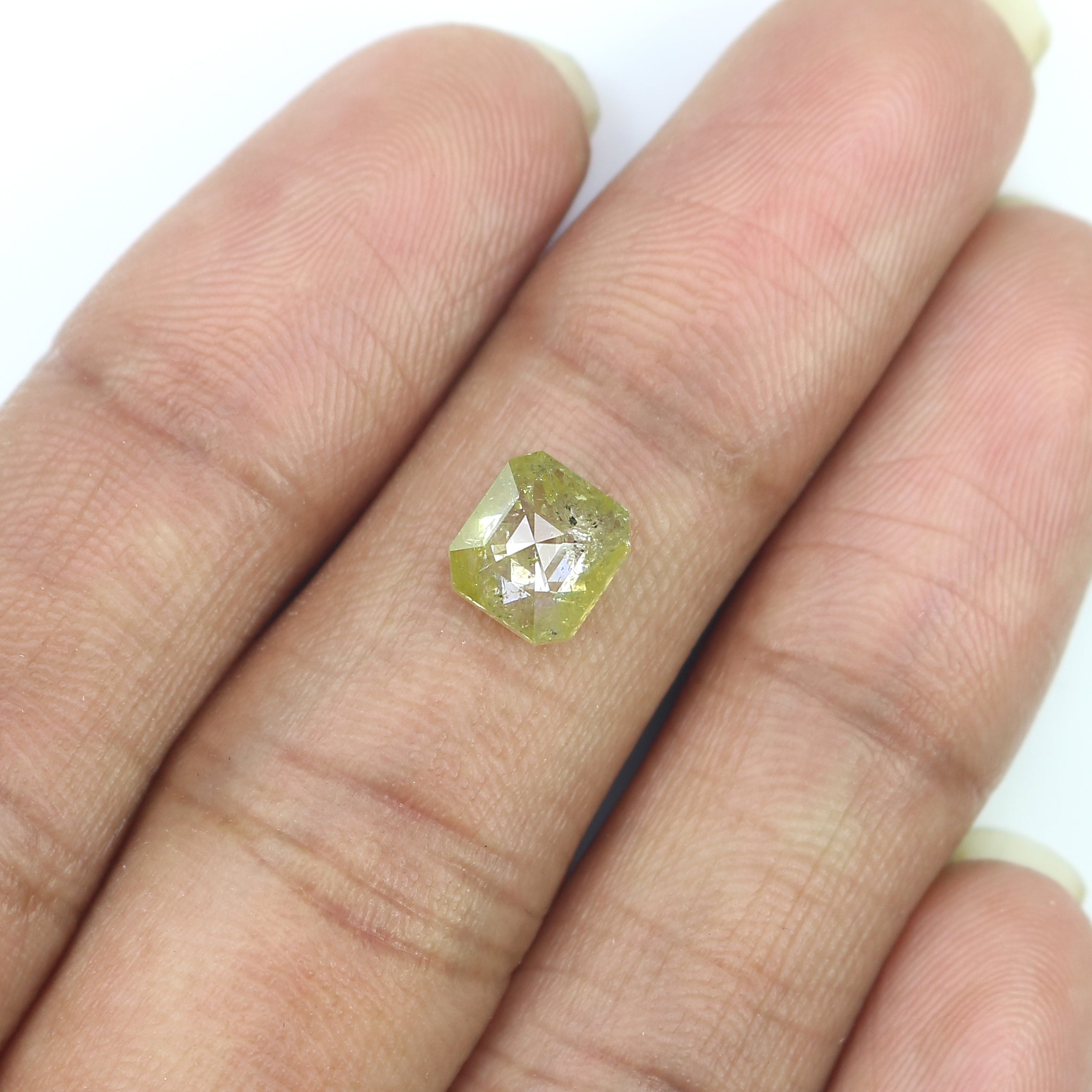 1.70 CT Natural Loose Emerald Cut Diamond Yellow Emerald Shape Diamond 6.87 MM Natural Loose Yellow Color Emerald Rose Cut Diamond QL3097