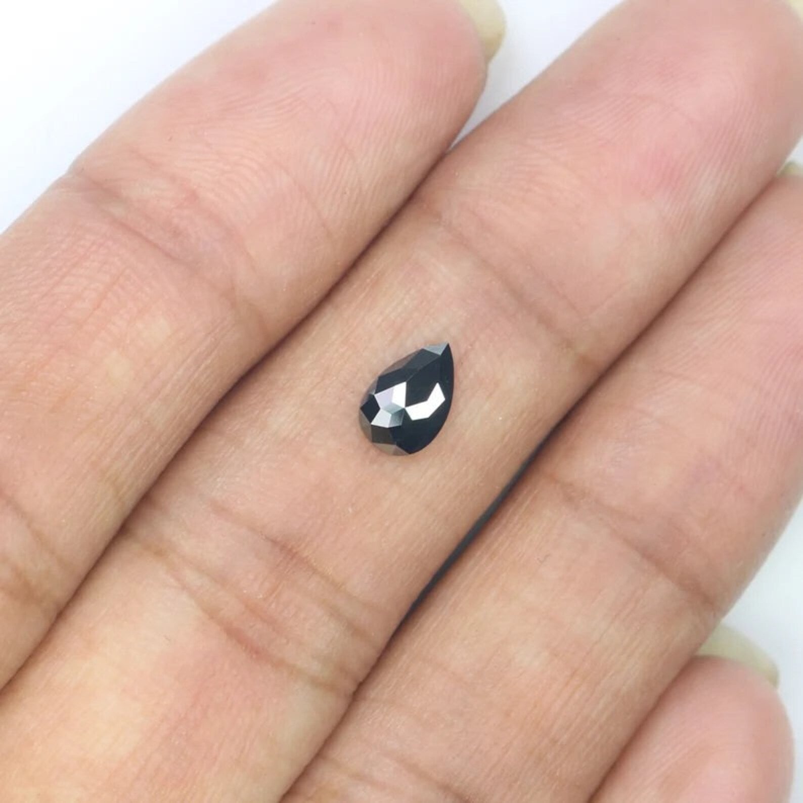 0.45 CT Natural Loose Pear Shape Diamond Black Color Pear Cut Diamond 6.90 MM Natural Loose Diamond Black Color Pear Rose Cut Diamond NQ2286