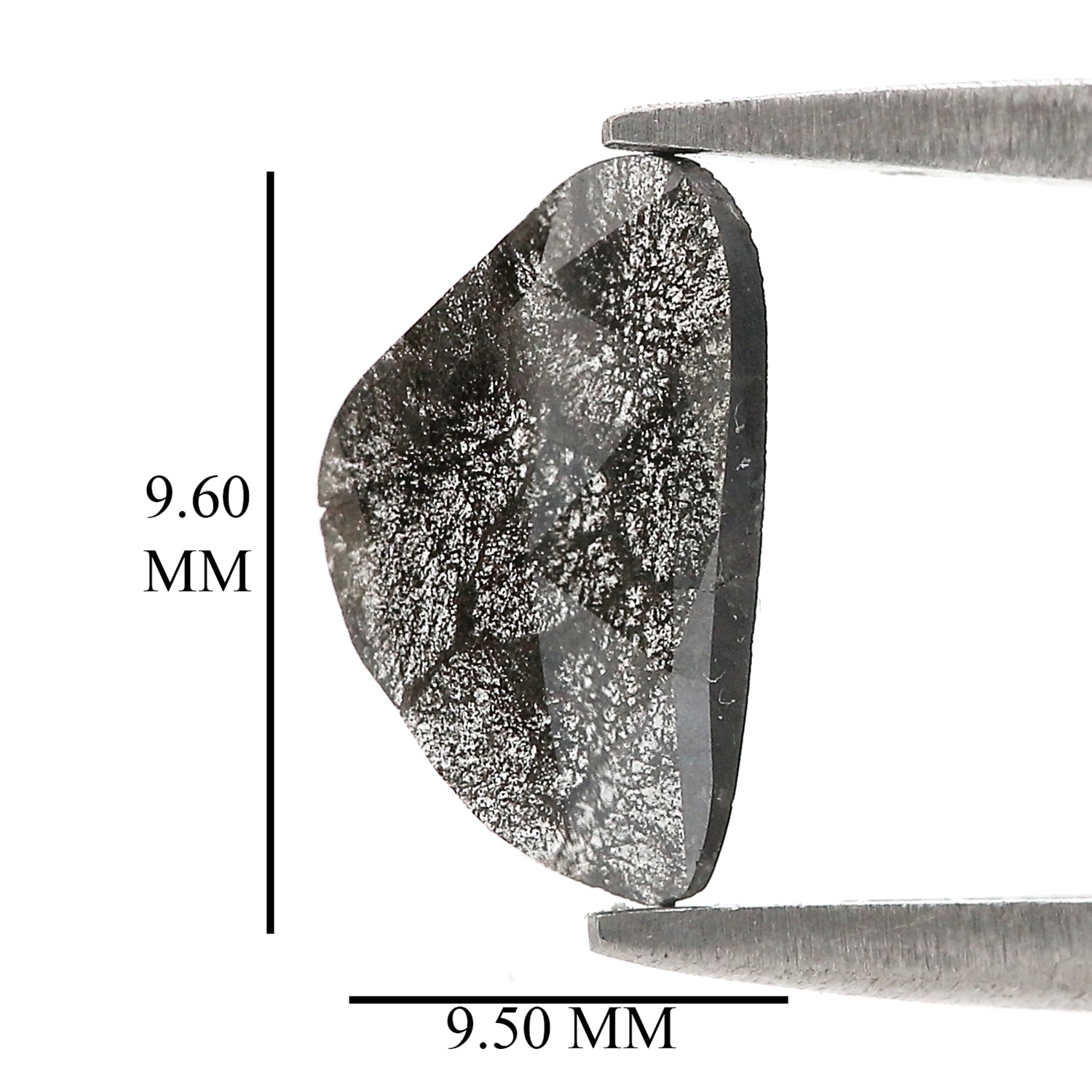 Natural Slice Salt and Pepper Diamond 0.79 CT Loose Rose Cut Black Grey Stone 9.60 MM Rustic Diamond For Custom Engagement Ring L3667