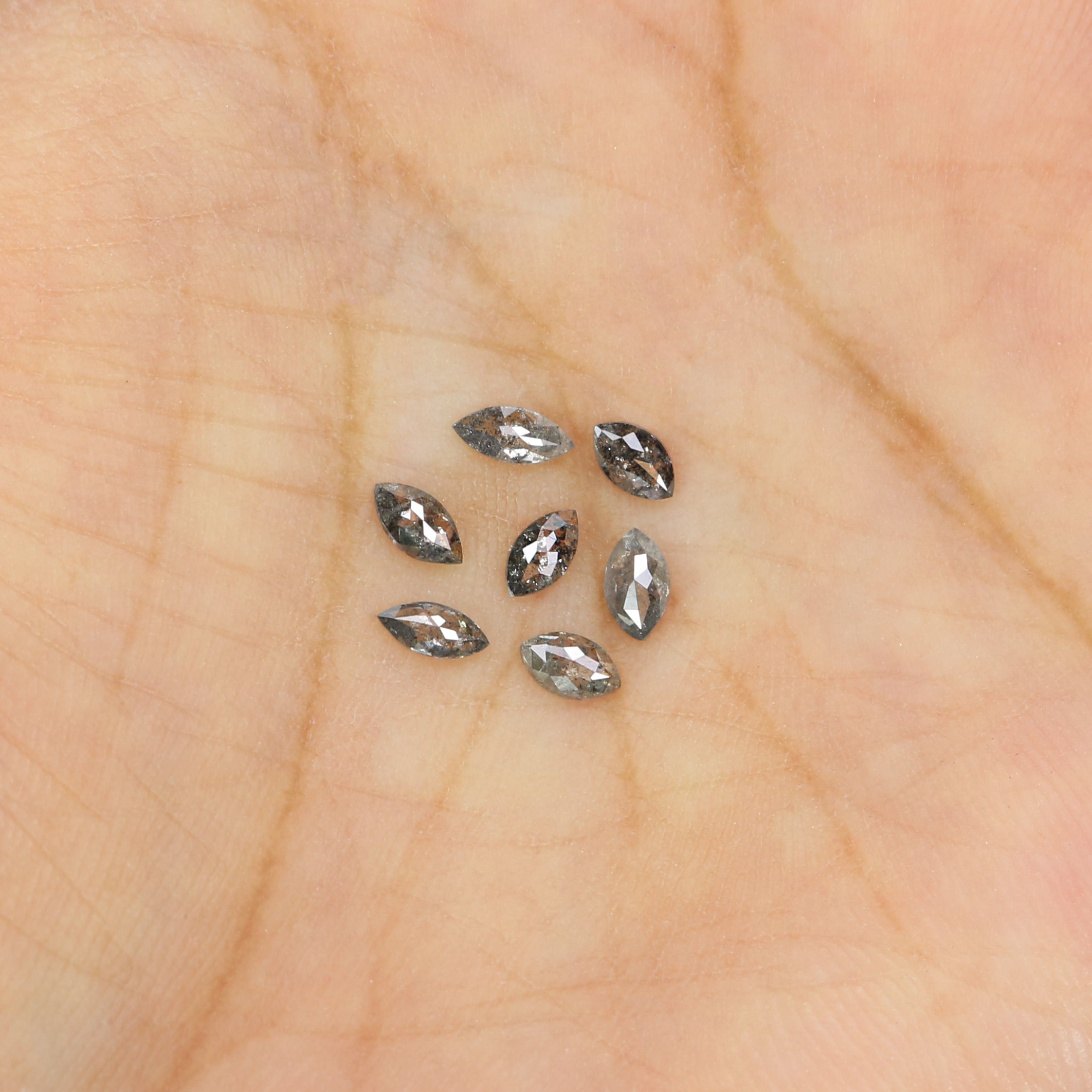 0.59 CT Natural Loose Marquise Shape Diamond Salt And Pepper Marquise Cut Diamond 4.25 MM Black Grey Color Marquise Rose Cut Diamond LQ2894