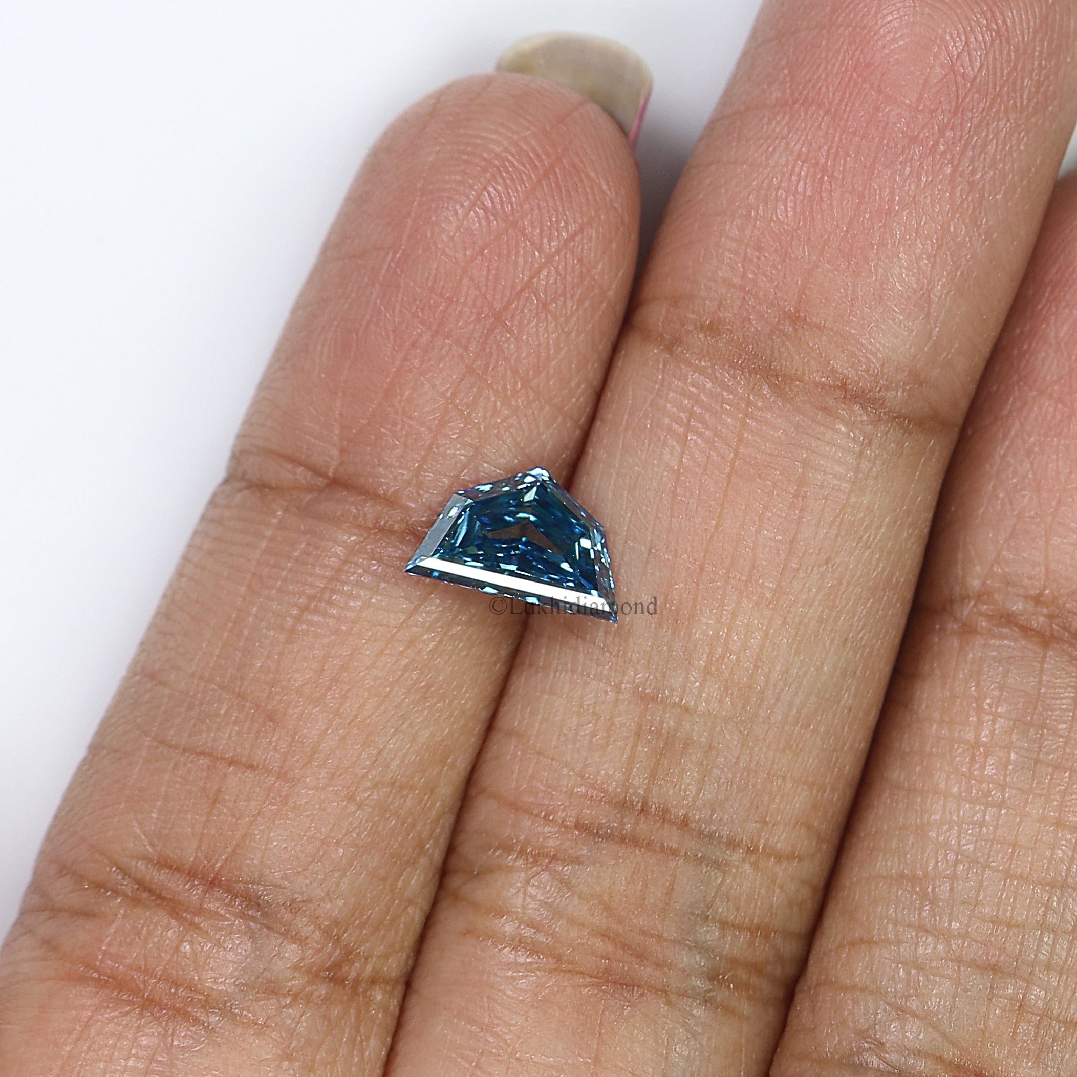 1.08 CT IGI Certified Pentagonal Step Cut Fancy Vivid Blue Color Diamond VS2 Clarity Diamond Lab Grown CVD Diamond Lab Created Diamond L3228