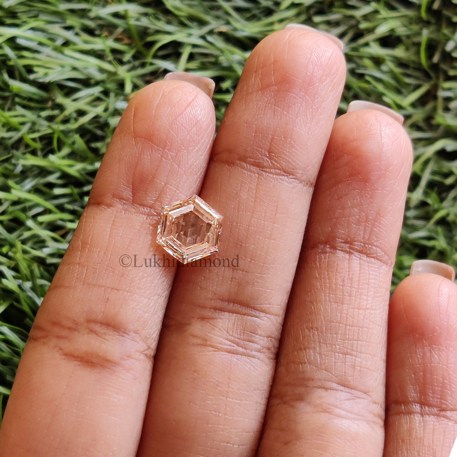 2.08 CT IGI Certified Hexagonal Step Cut Diamond Fancy Intense Pink Color VS1 Clarity Lab Grown Diamond Lab Created Hexagon Diamond L3332