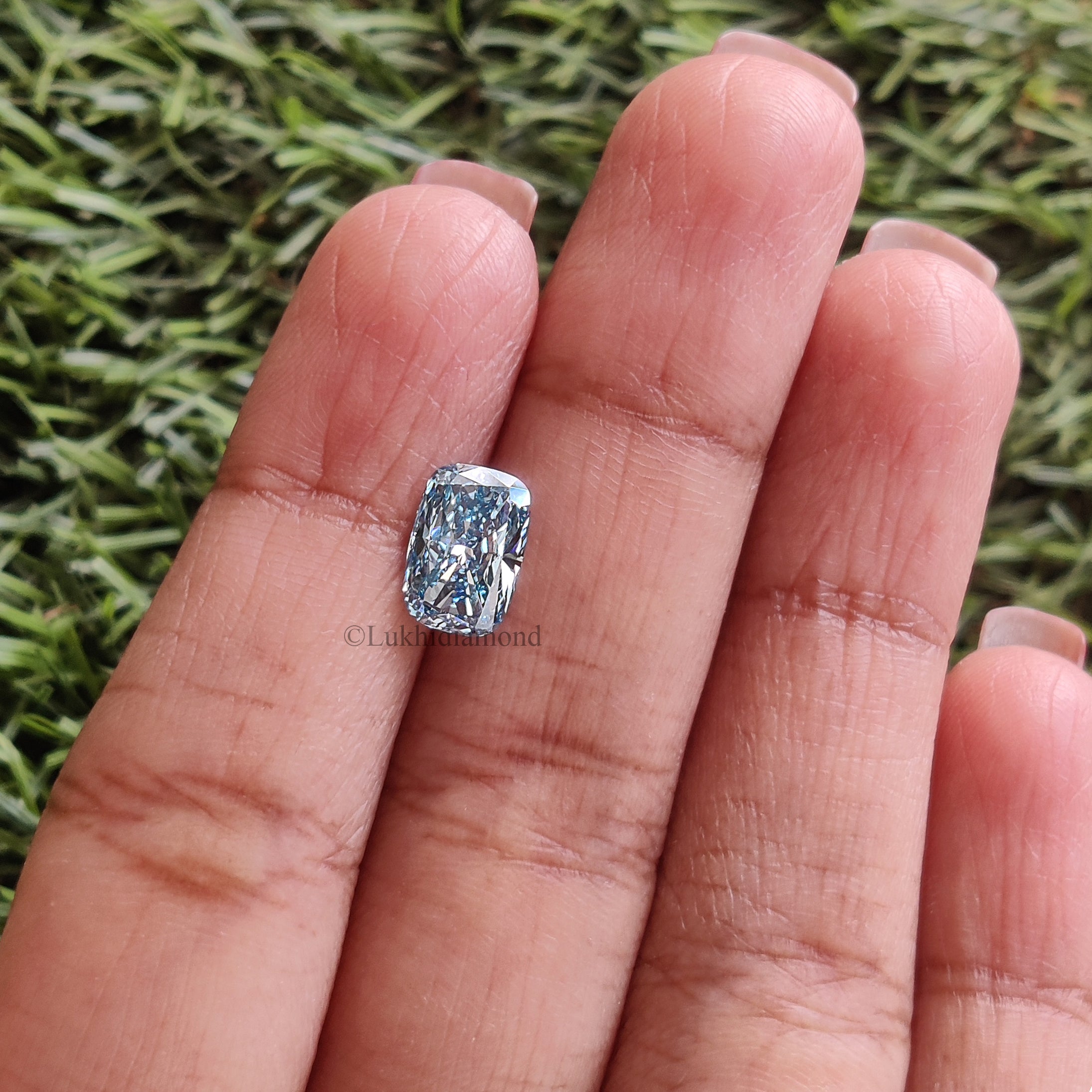 1.80 CT IGI Certified Cushion Brilliant Cut Diamond Fancy Vivid Blue Color VS1 Clarity Lab Grown Diamond Lab Created CVD Lab Diamond L3330