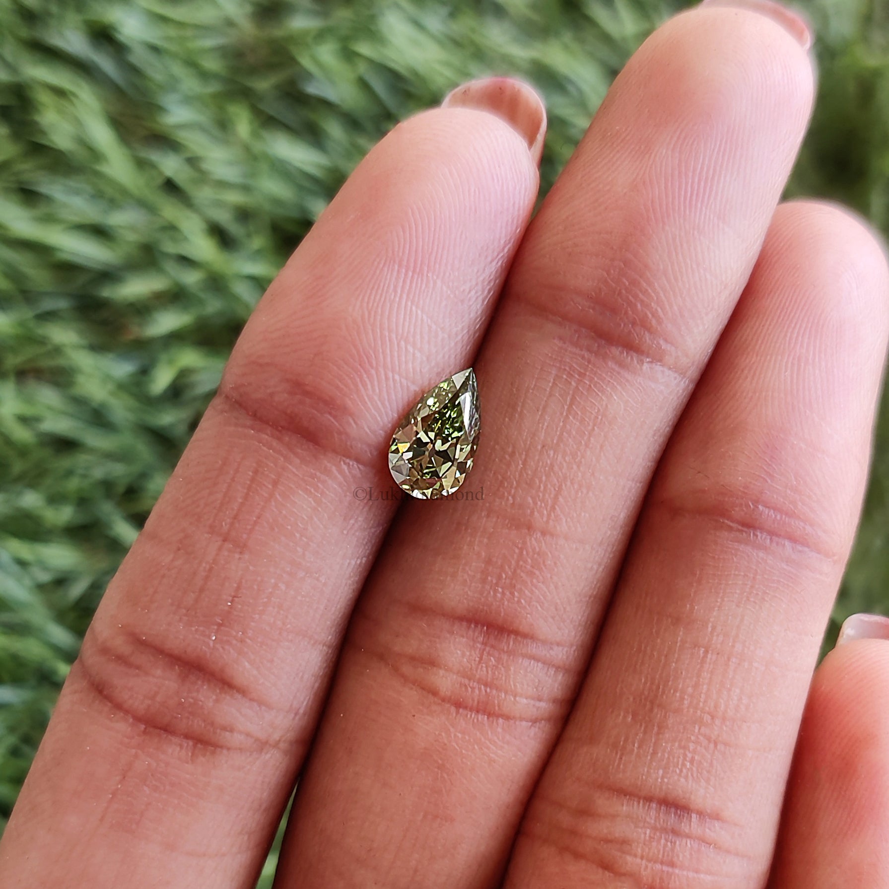 1.02 CT IGI Certified Pear Old European Cut Diamond Fancy Vivid Green Color VS1 Clarity Lab Grown Diamond Lab Created Lab Diamond L3577