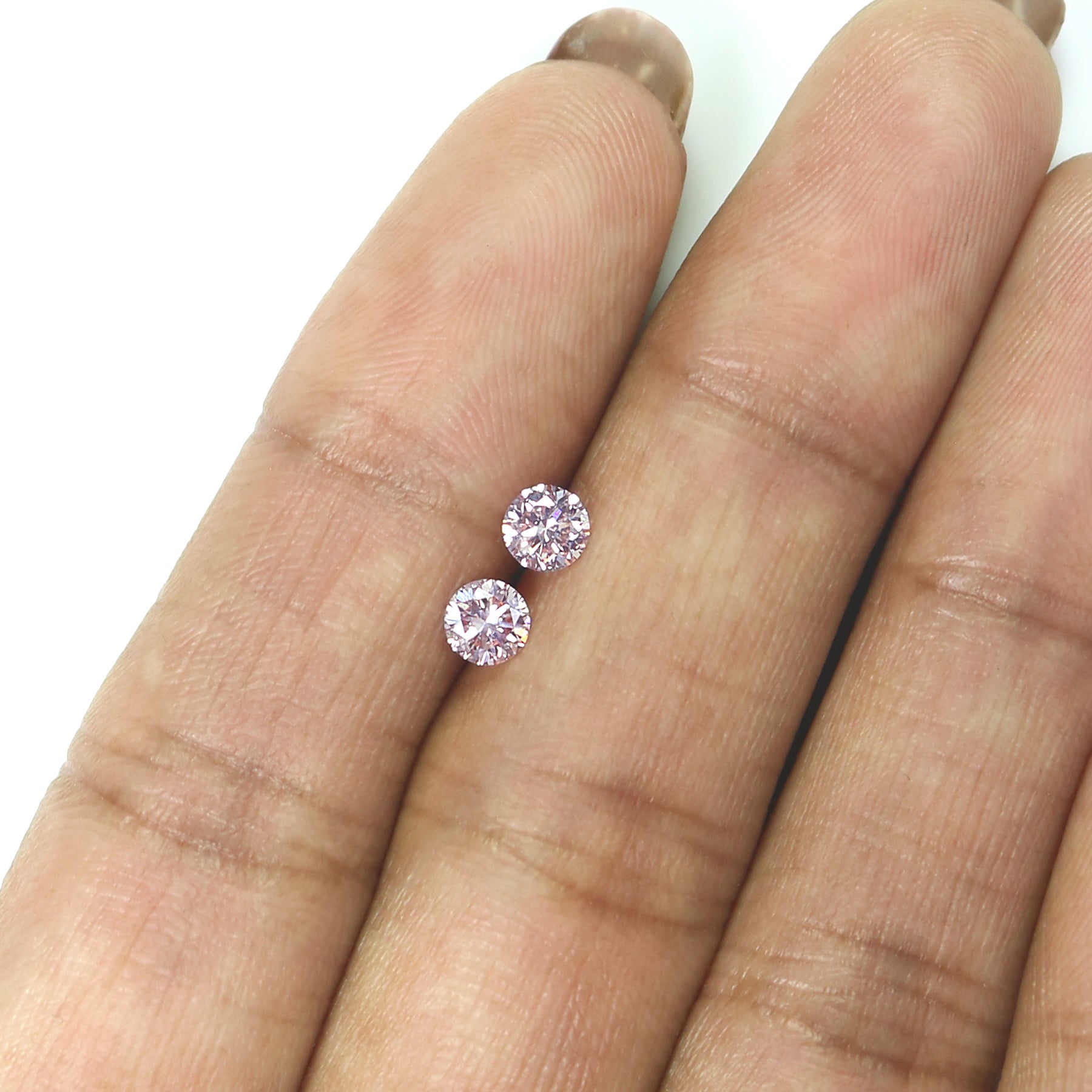 0.56 CT Lab Grown Round Brilliant Cut CVD Diamond VS1 Clarity Pink Color Round Cut Pair Diamond 4.20 MM Pink Color Round Shape Diamond KDL3548