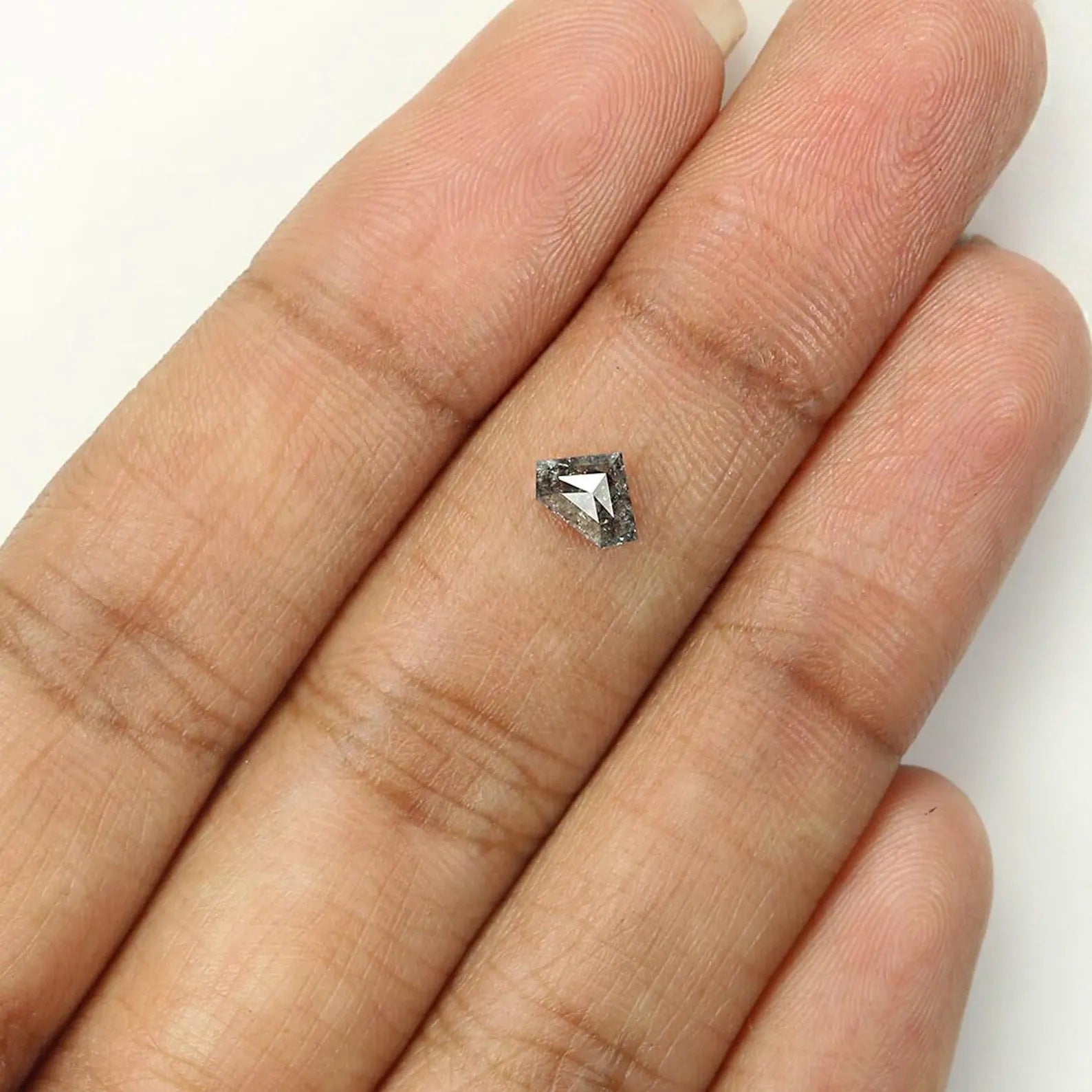 0.46 CT Natural Loose Shield Shape Diamond Salt And Pepper Shield Diamond 4.40 MM Natural Black Grey Color Shield Rose Cut Diamond NQ1534