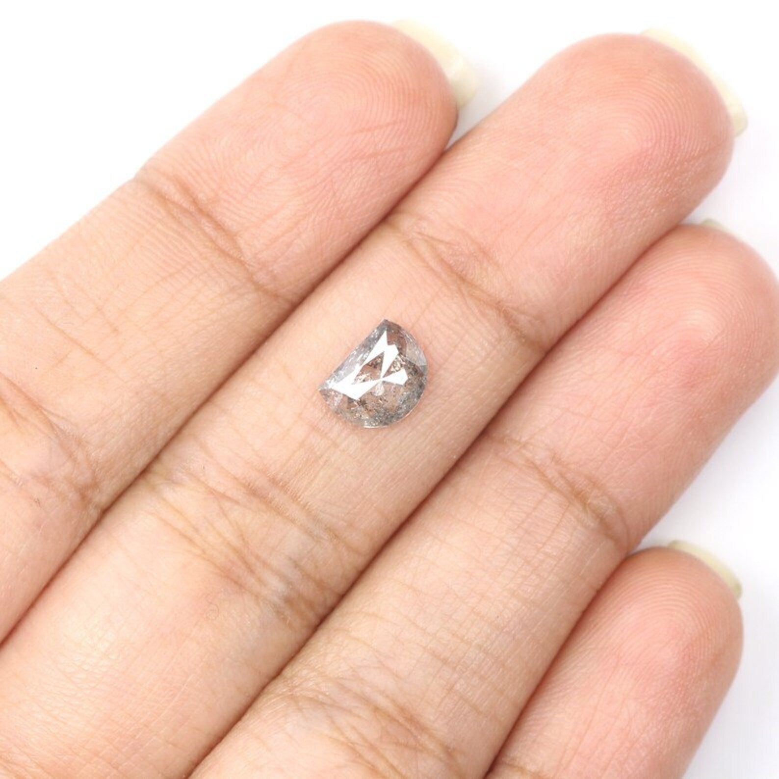 0.94 CT Natural Loose Half Moon Shape Diamond Salt And Pepper Half Moon Diamond Diamond 7.30 MM Black Grey Color Half Moon Cut Diamond QN725