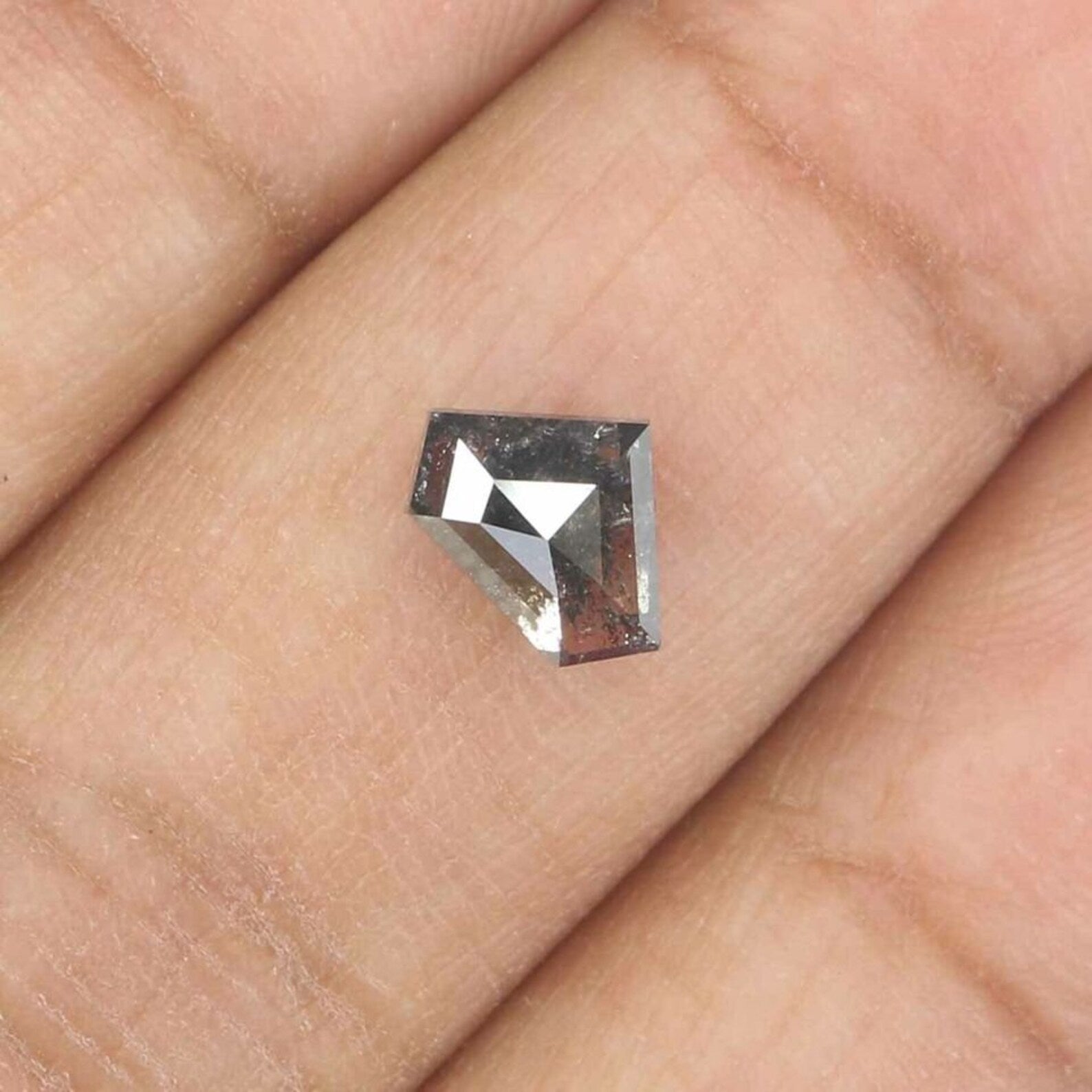 0.90 CT Natural Loose Shield Shape Diamond Salt And Pepper Shield Cut Diamond 5.55 MM Natural Loose Diamond Black Grey Shield Diamond QN767