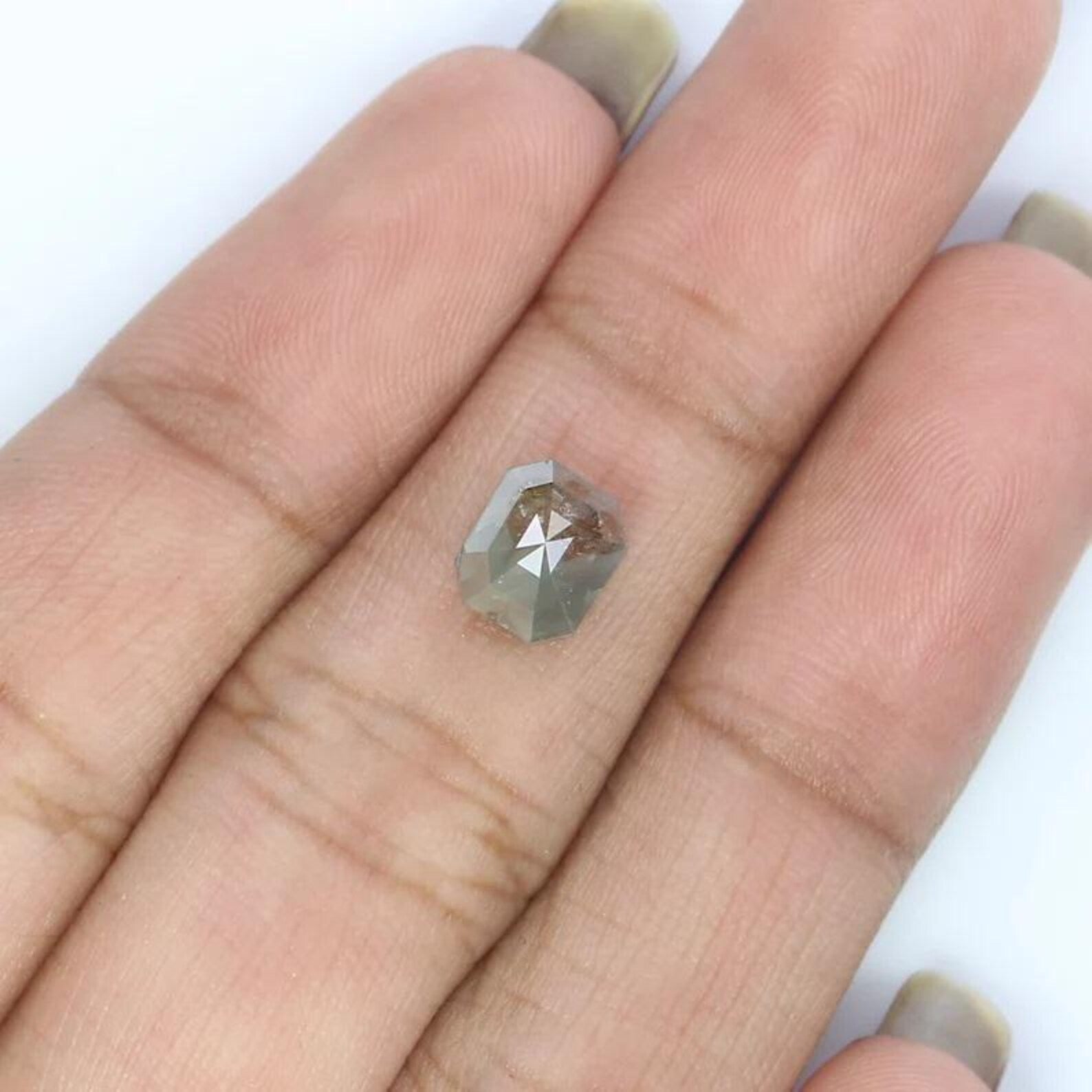 1.42 CT Natural Loose Emerald Shape Diamond Grey Color Emerald Diamond 6.80 MM Natural Loose Brown Color Emerald Rose Cut Diamond NQ2437