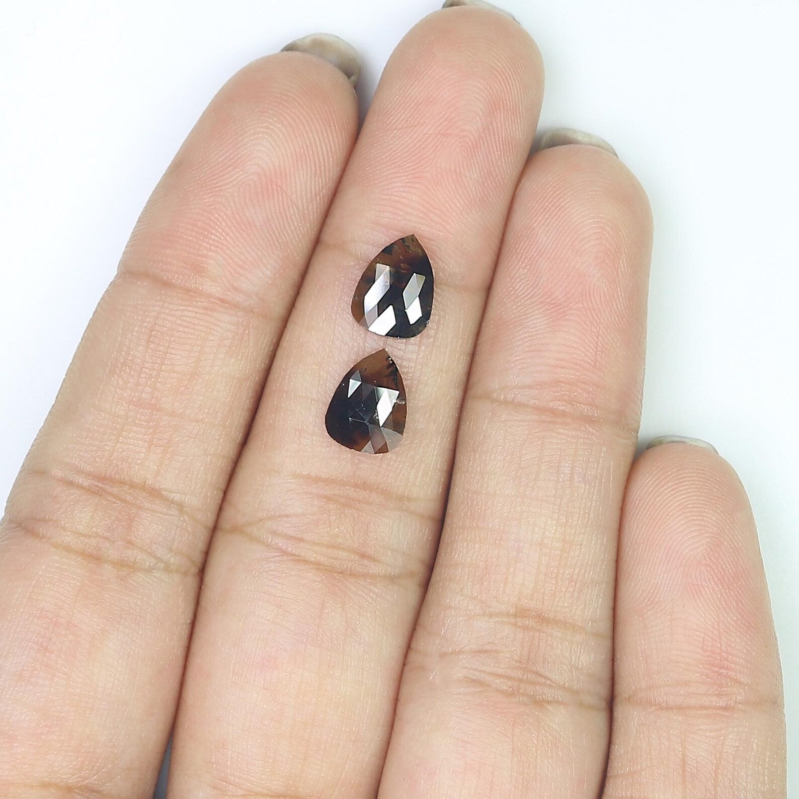 2.06 CT Natural Loose Pear Shape Pair Diamond Black Color Pear Cut Diamond 8.20 MM Natural Black Brown Color Pear Rose Cut Diamond NQ8226