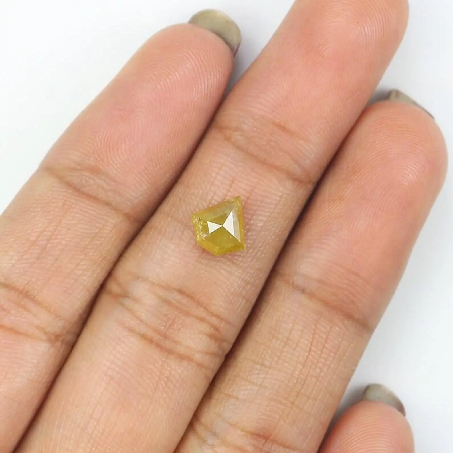 0.99 CT Natural Loose Shield Shape Diamond Yellow Color Shield Cut Diamond 6.80 MM Natural Loose Yellow Color Shield Rose Cut Diamond NQ684