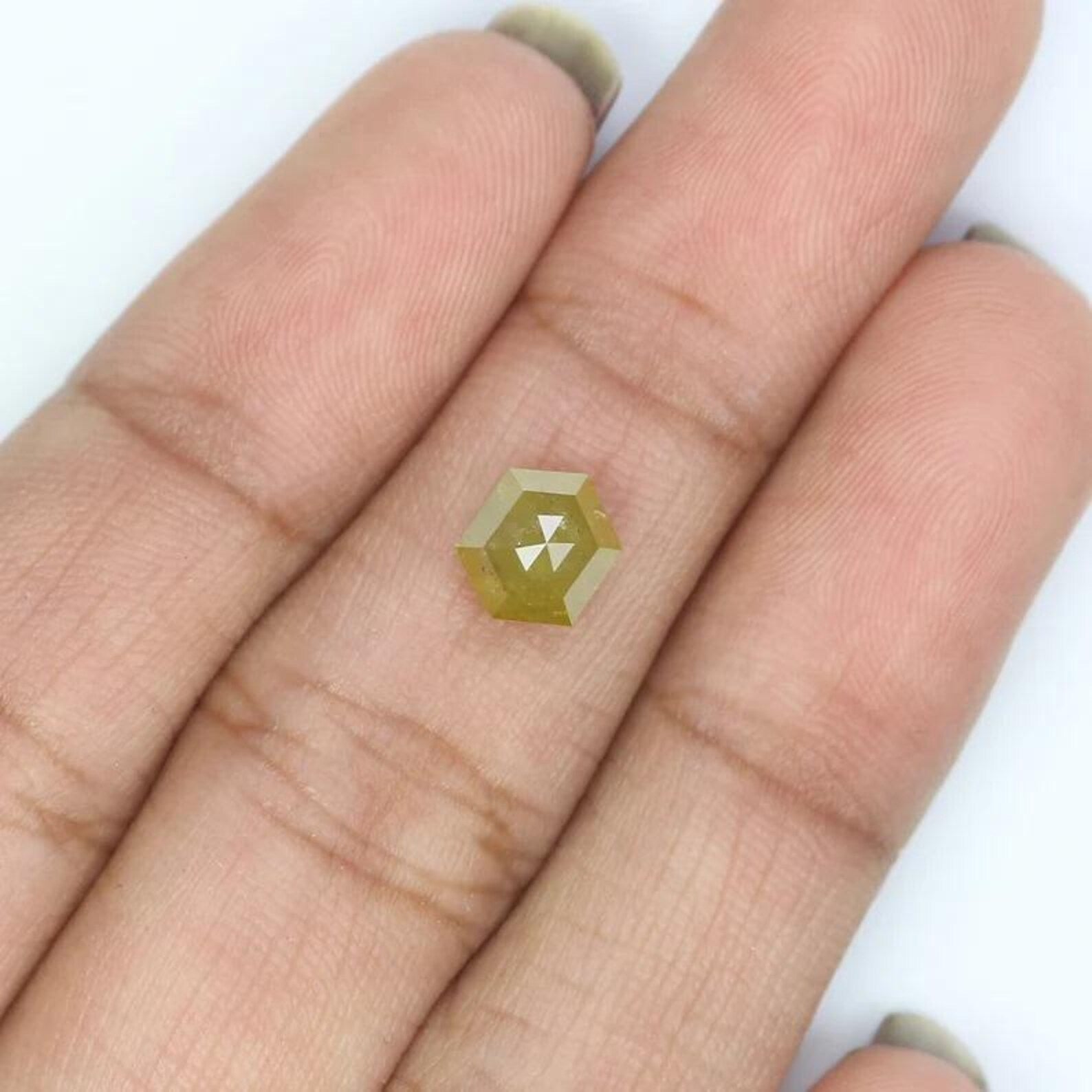 1.10 CT Natural Loose Hexagon Shape Diamond Yellow Color Hexagon Cut Diamond 6.95 MM Natural Loose Diamond Hexagon Rose Cut Diamond NQ766