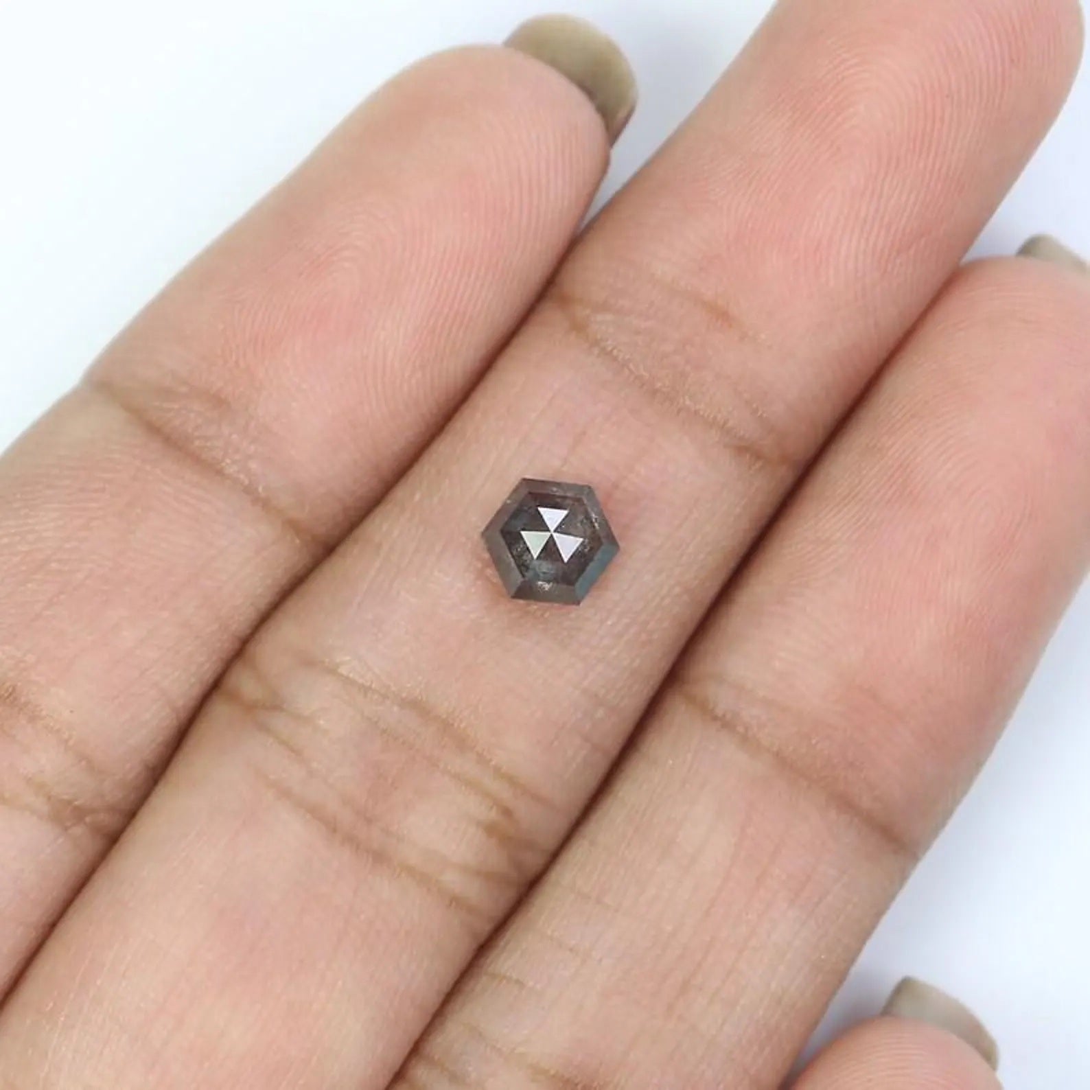 0.58 CT Natural Loose Hexagon Shape Diamond Salt And Pepper Hexagon Diamond 5.70 MM Natural Loose Diamond Hexagon Rose Cut Diamond NQ2453