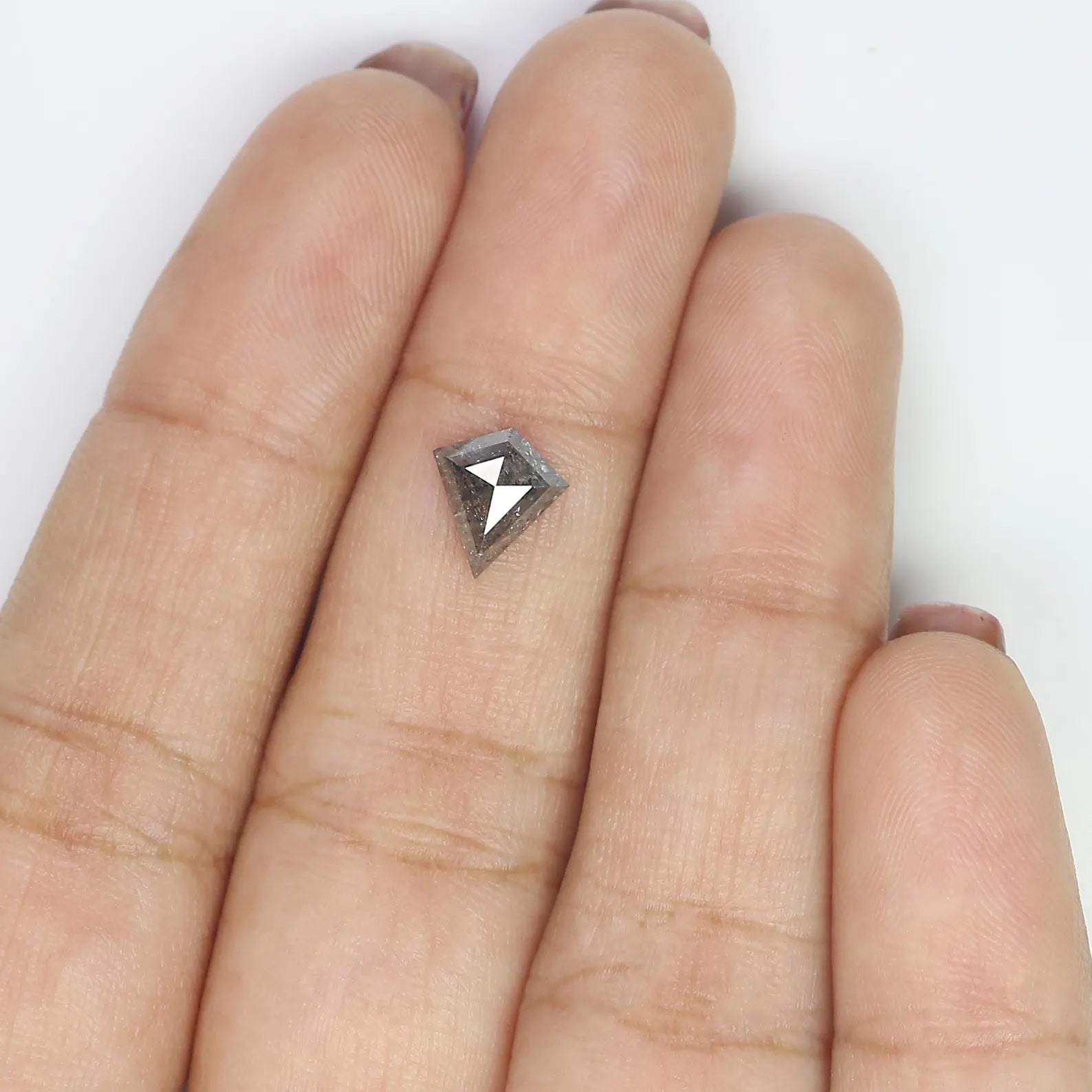 0.85 CT Natural Loose Kite Shape Diamond Salt And Pepper Kite Cut Diamond 7.95 MM Natural Loose Black Gray Color Kite Rose Cut Diamond N2596