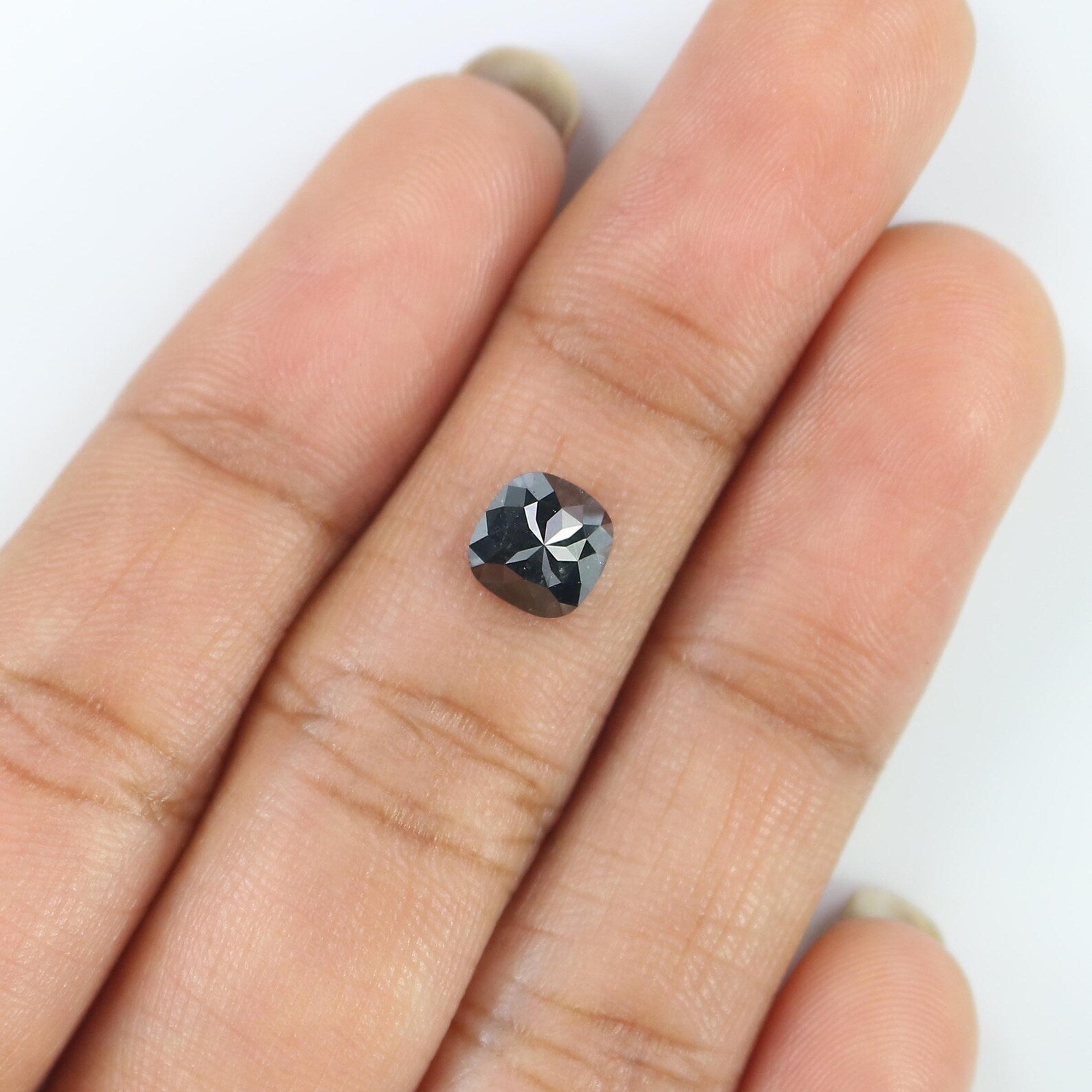 1.07 CT Natural Loose Cushion Shape Diamond Black Color Cushion Diamond 6.10 MM Natural Diamond Black Color Cushion Rose Cut Diamond QN2524