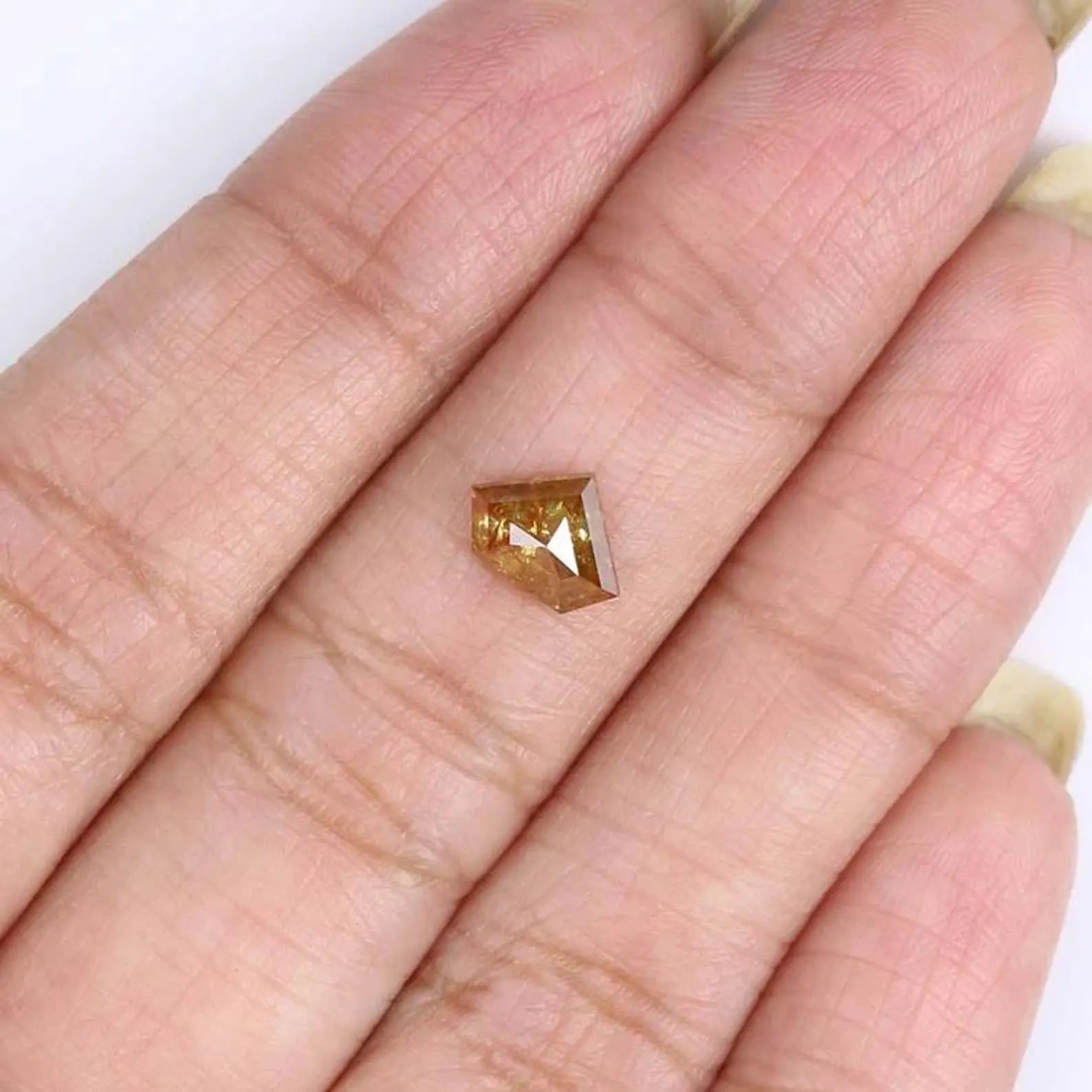 1.03 CT Natural Loose Shield Shape Diamond Yellow Color Shield Cut Diamond 5.80 MM Natural Loose Brown Color Shield Rose Cut Diamond NQ987