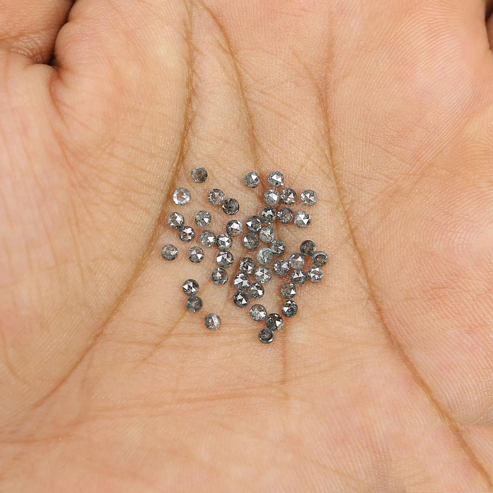 1.26 CT Natural Loose Round Shape Diamond Salt And Pepper Round Diamond 1.70 MM Natural Loose Black Grey Color Round Rose Cut Diamond NQ1789