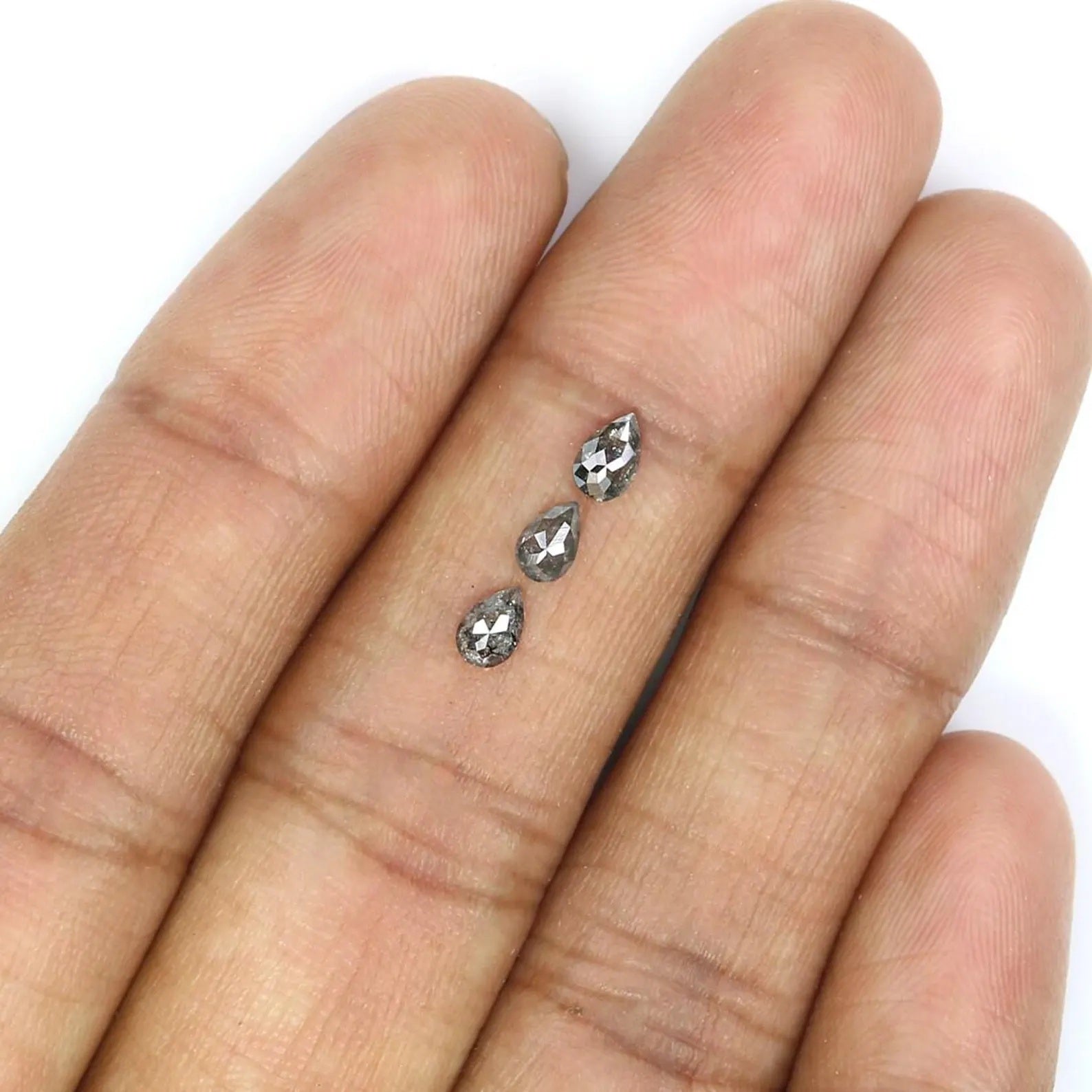 0.49 CT Natural Loose Pear Shape Diamond Salt And Pepper Pear Diamond 4.40 MM Natural Diamond Black Grey Color Pear Rose Cut Diamond NQ2401