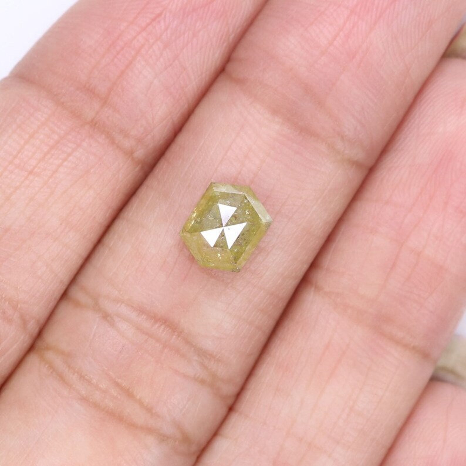 1.27 Ct Natural Loose Hexagon Shape Diamond Yellow Color Hexagon Cut Diamond 7.05 MM Natural Loose Diamond Hexagon Rose Cut Diamond NQ1962