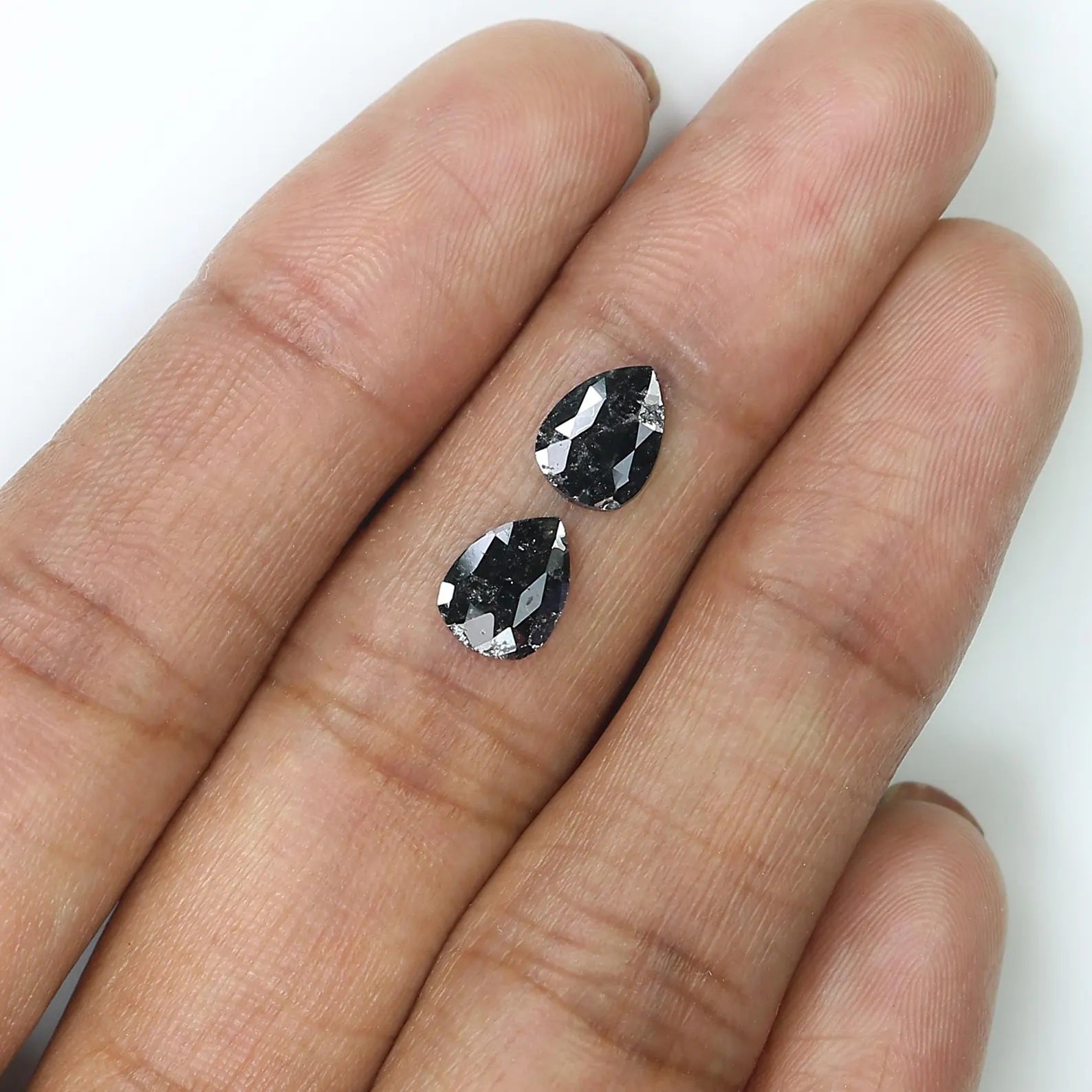 1.44 CT Natural Loose Pear Shape Pair Diamond Black Grey Color Pear Cut Diamond 7.85 MM Natural Loose Diamond Pear Rose Cut Diamond NQ2544