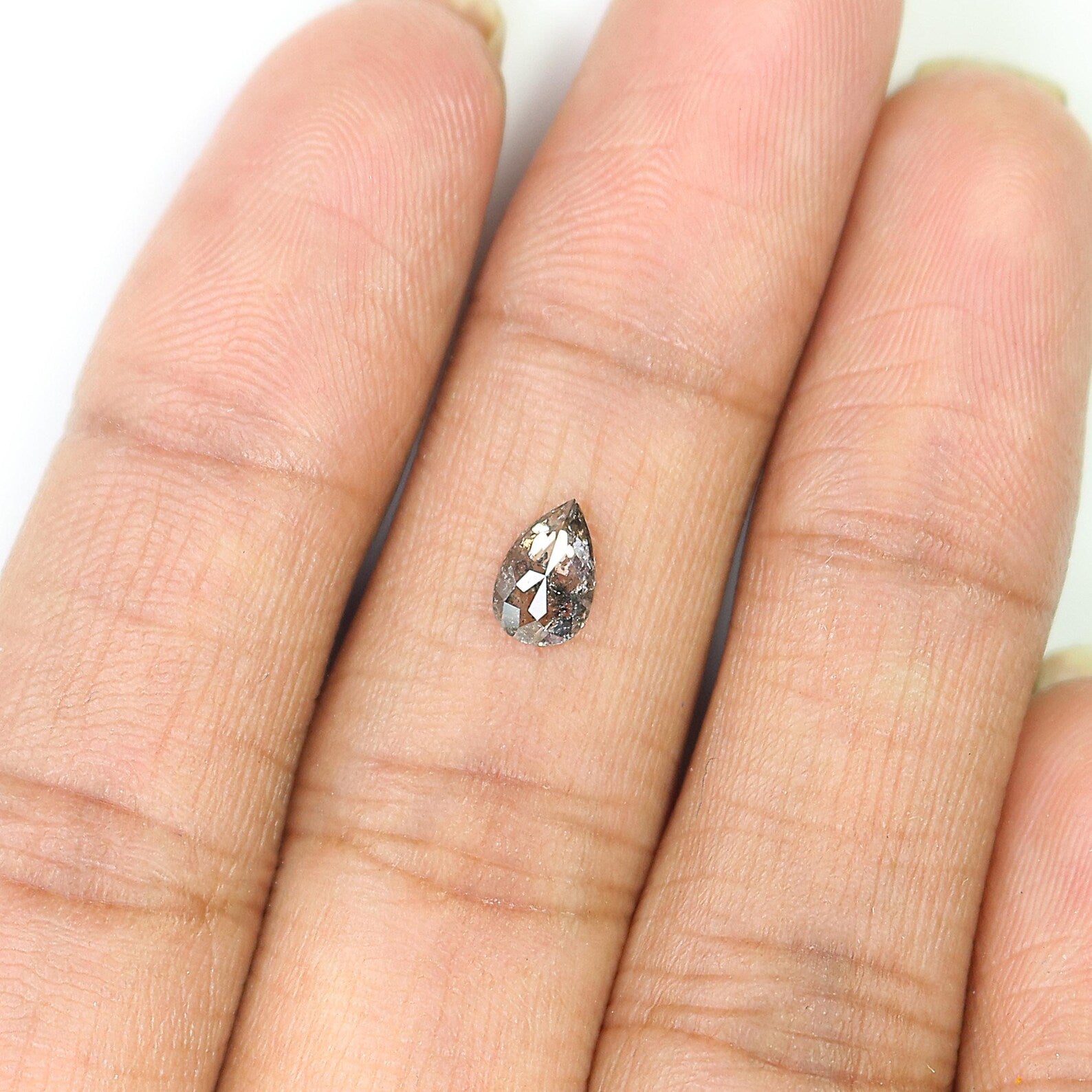 0.48 Ct Natural Loose Pear Shape Diamond Salt And Pepper Pear Diamond 6.65 MM Natural Black Grey Color Pear Rose Cut Diamond QN976