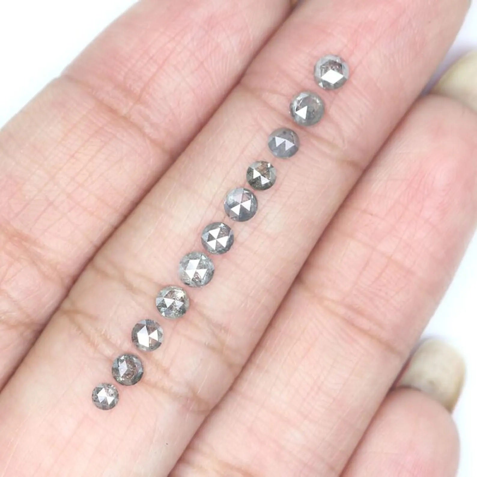 1.13 CT Natural Loose Round Shape Diamond Salt And Pepper Round Cut Diamond 2.35 MM Natural Black Grey Color Round Rose Cut Diamond NQ2065