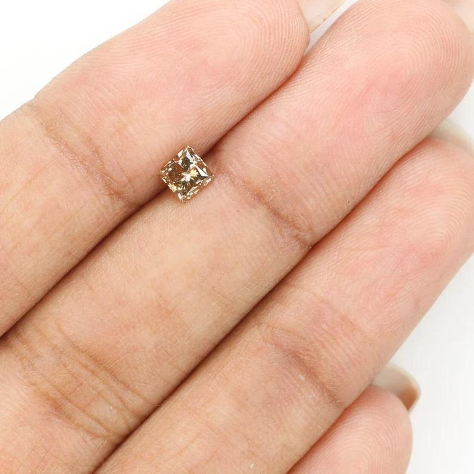 0.42 CT Natural Loose Princess Shape Diamond Brown Color Princess Diamond 3.80 MM Natural Brown Color Princess Brilliant Cut Diamond NQ1263