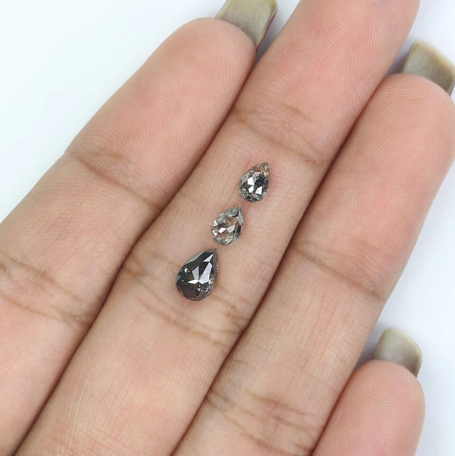 0.93 CT Natural Loose Pear Cut Diamond Salt And Pepper Pear Cut Diamond 6.25 MM Natural Black Grey Color Pear Shape Rose Cut Diamond NQ2427