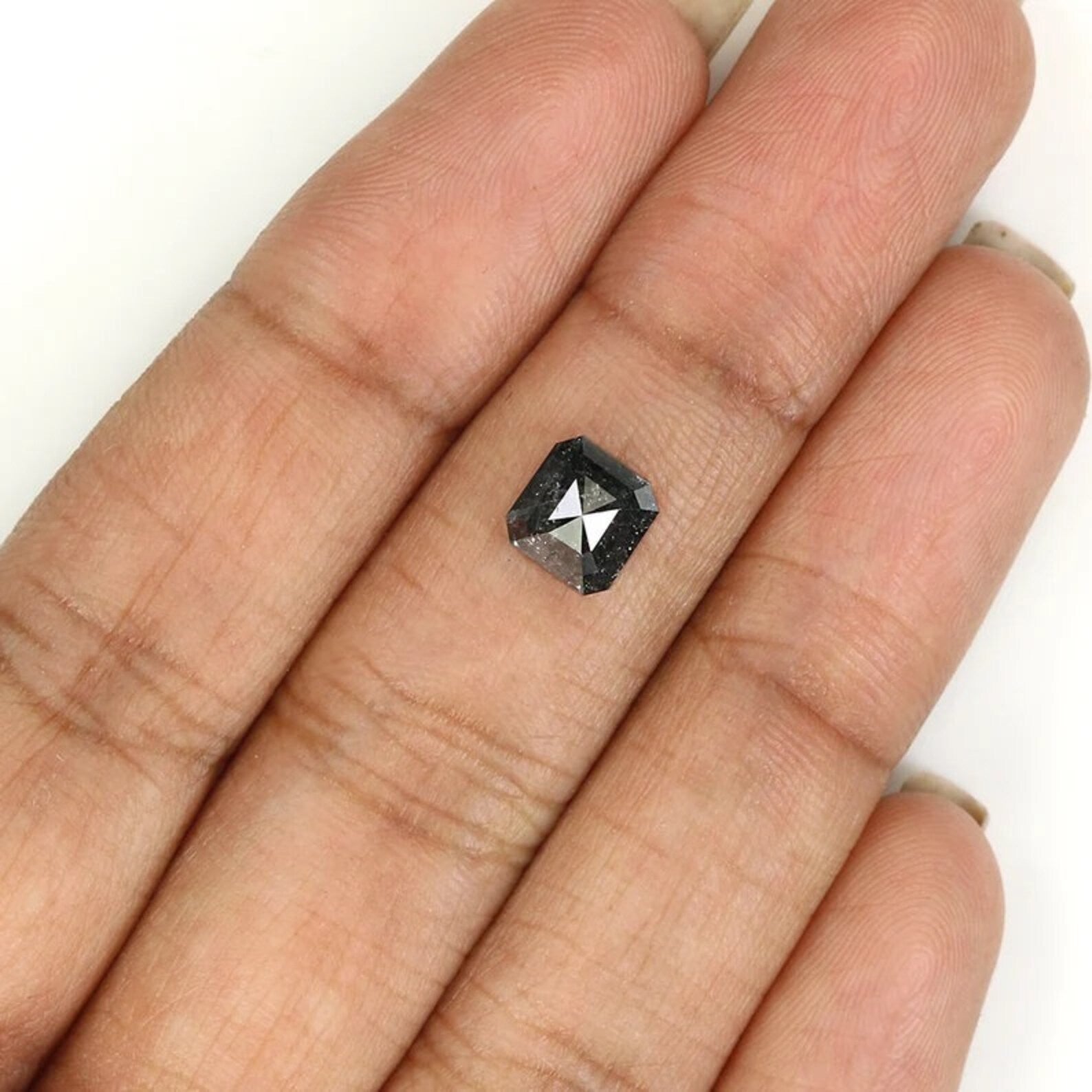 1.48 CT Natural Loose Radiant Shape Diamond Salt And Pepper Radiant Diamond 6.30 MM Natural Black Grey Color Radiant Rose Cut Diamond NQ1596