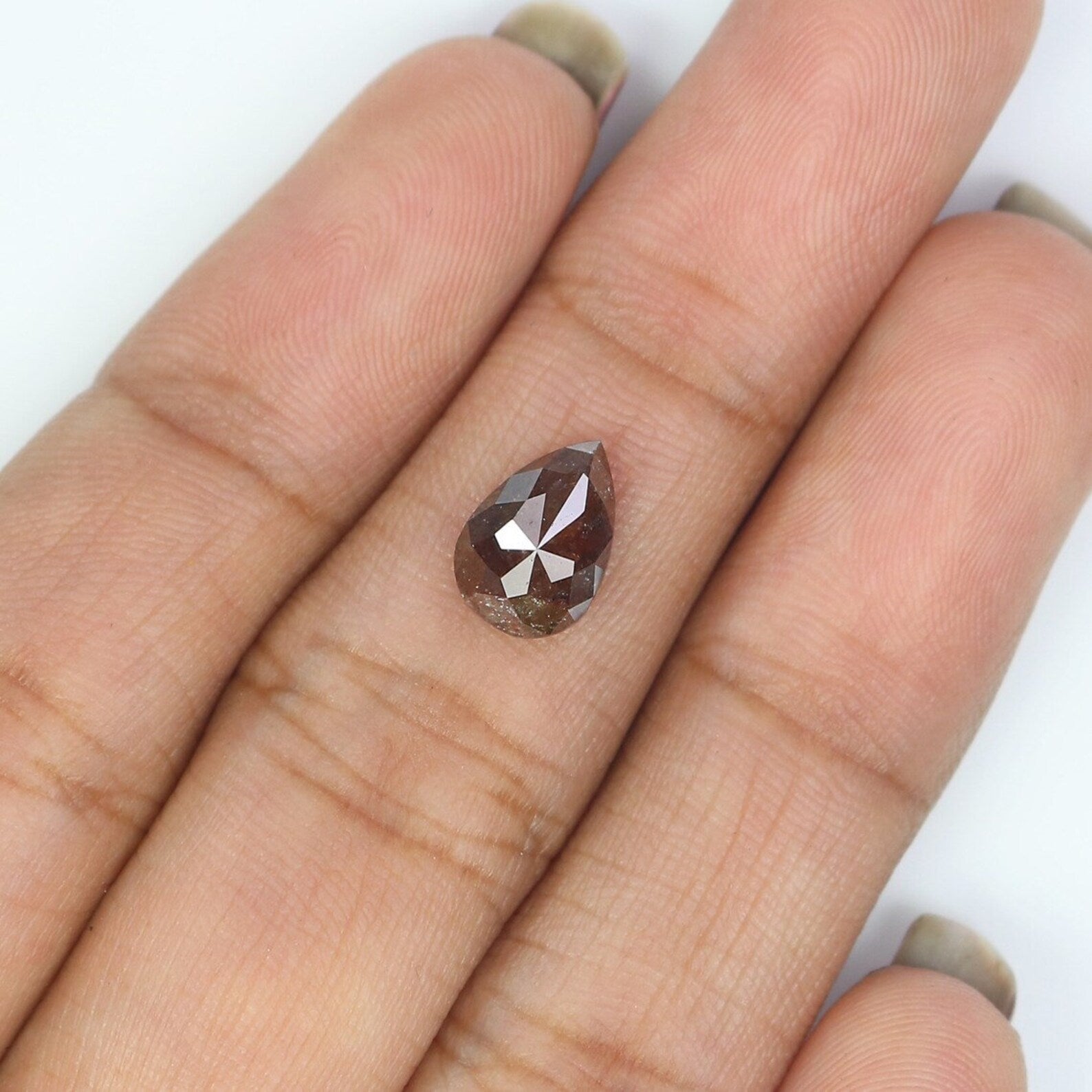 1.27 CT Natural Loose Pear Shape Diamond Brown Color Pear Cut Diamond 8.85 MM Natural Loose Diamond Brown Pear Rose Cut Diamond NQ480