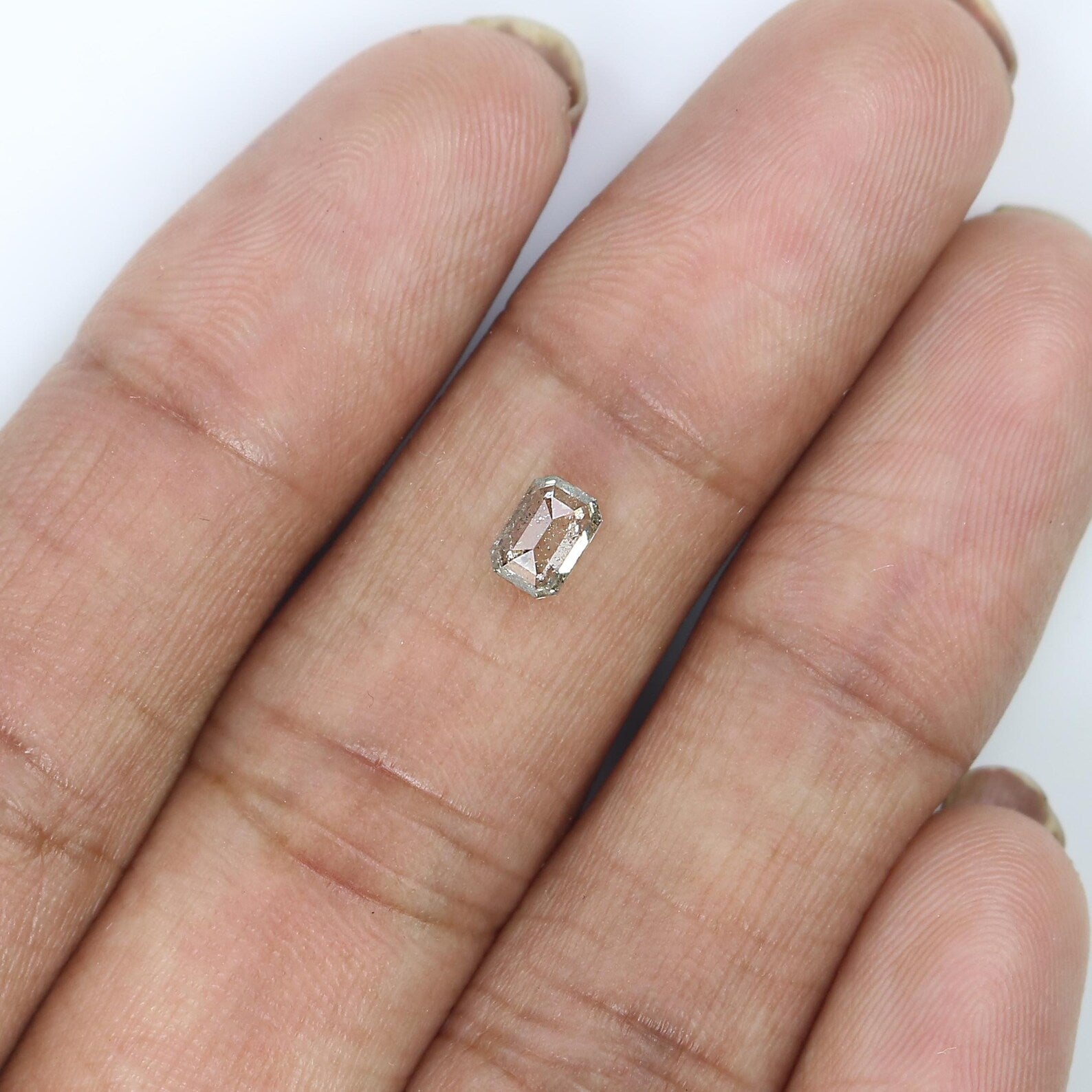 0.41 CT Natural Loose Emerald Shape Diamond Salt And Pepper Emerald Diamond 5.15 MM Natural Black Grey Color Emerald Rose Cut Diamond NQ2560