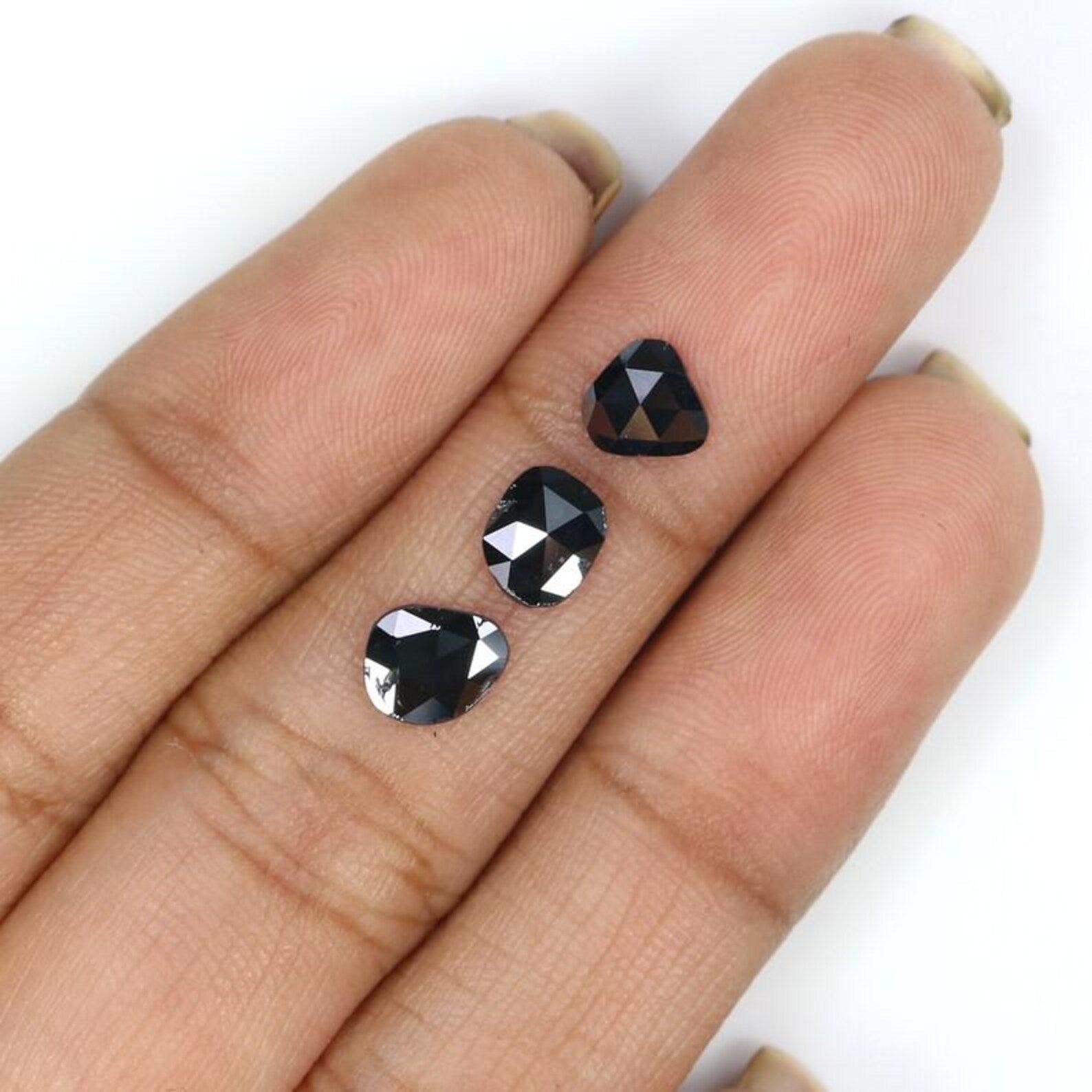 1.14 CT Natural Loose Slice Shape Diamond Black Color Irregular Diamond 6.50 MM Natural Diamond Black Color Slice Rose Cut Diamond NQ2256