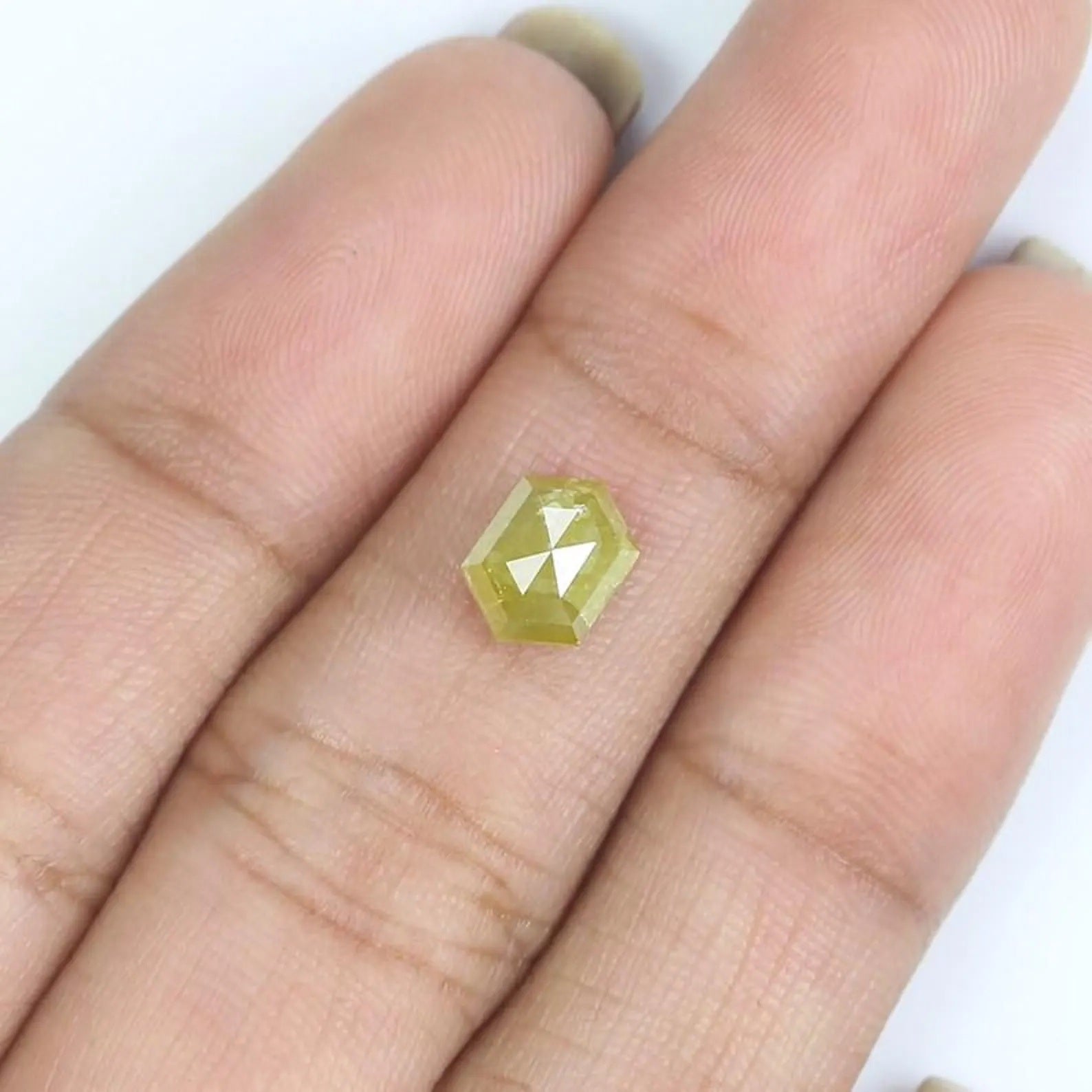 1.23 CT Natural Loose Hexagon Shape Diamond Yellow Color Hexagon Cut Diamond 7.15 MM Natural Yellow Color Hexagon Rose Cut Diamond NQ750