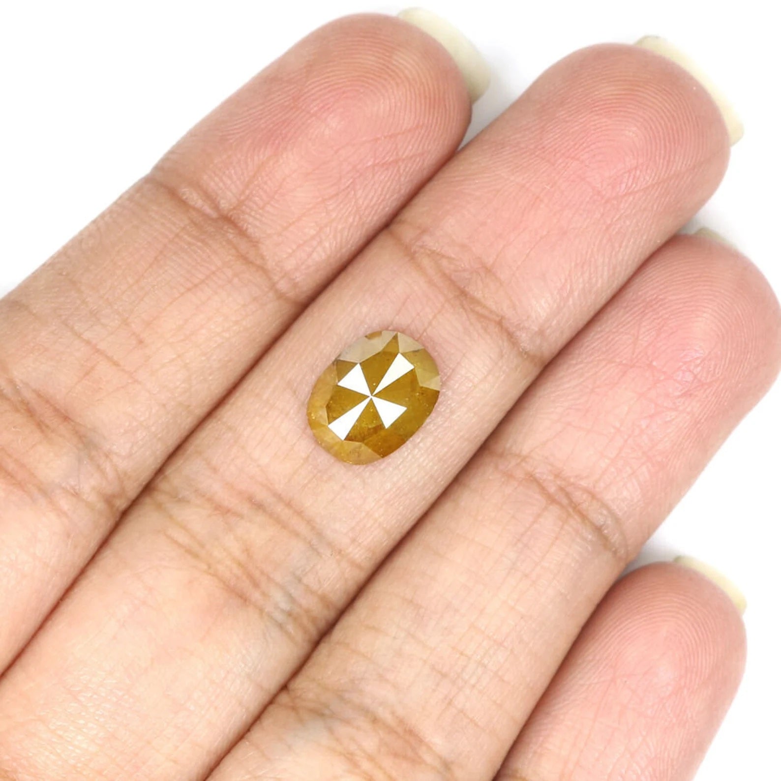 2.00 CT Natural Loose Oval Shape Diamond Yellow Coffee Color Oval Shape Diamond 9.50 MM Natural Loose Yellow Oval Rose Cut Diamond NQ7491