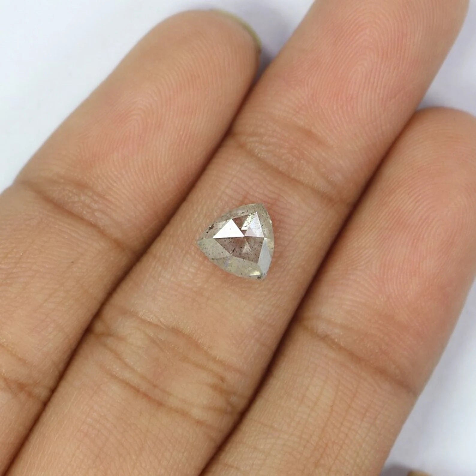 1.12 Ct Natural Loose Triangle Shape Diamond Salt And Pepper Triangle Cut Diamond 6.60 MM Black Grey Color Triangle Rose Cut Diamond QN8947