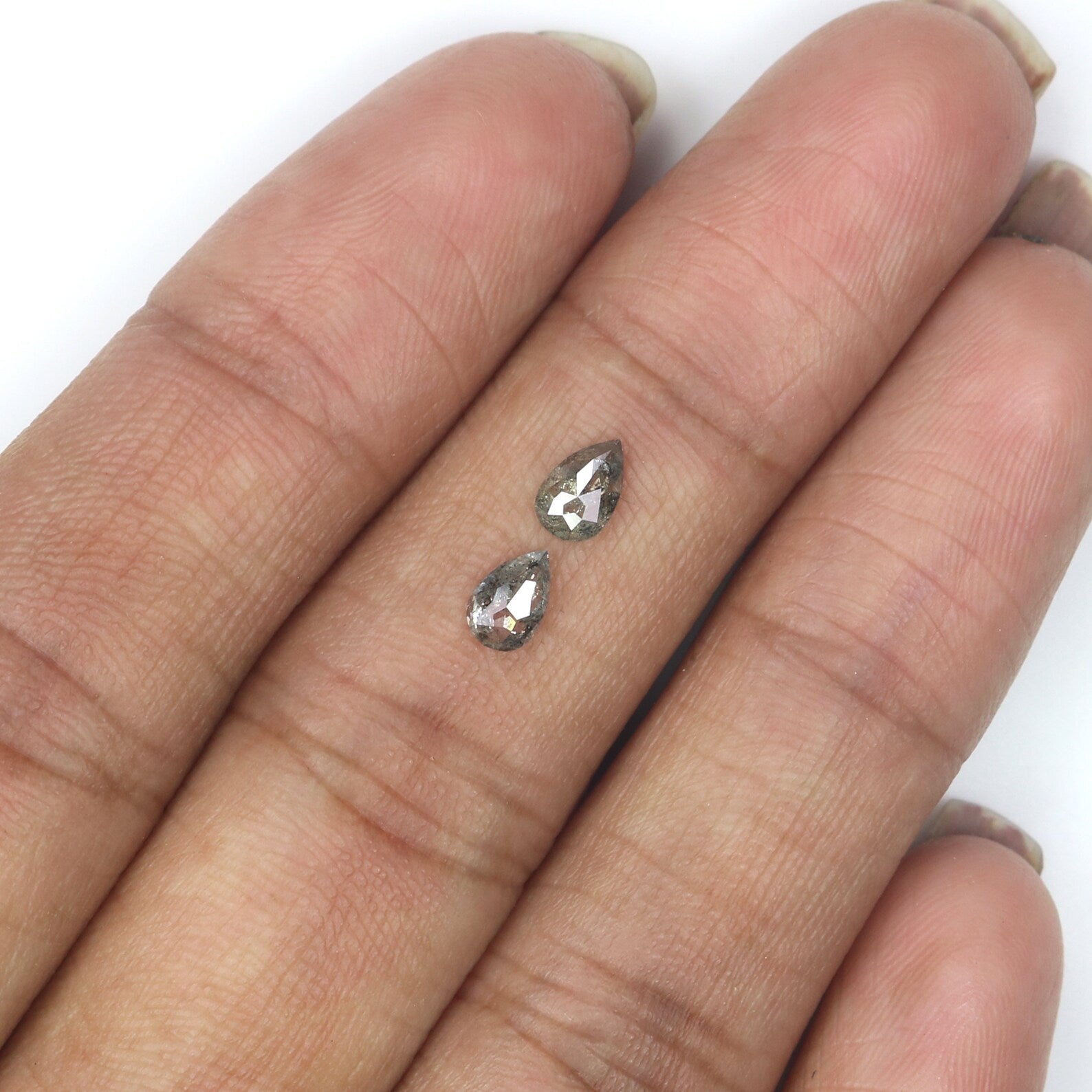 Natural Loose Pear Diamond, Salt And Pepper Pear Diamond, Natural Loose Diamond, Pear Rose Cut Diamond, 0.50 CT Pear Shape Diamond, KDN2277