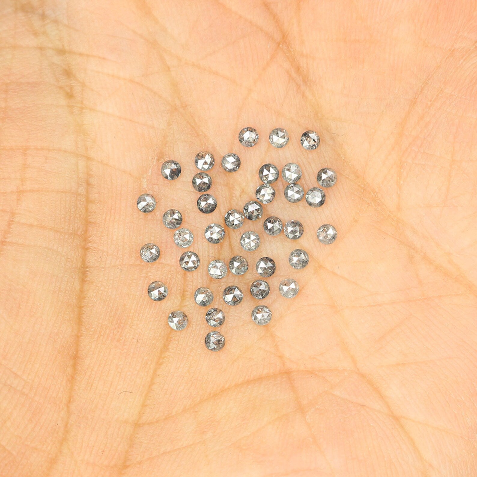 1.02 CT Natural Loose Rose Cut Diamond Salt And Pepper Diamond Black Grey Color 1.70 MM Natural Loose Round Rose Cut Shape Diamond N1561