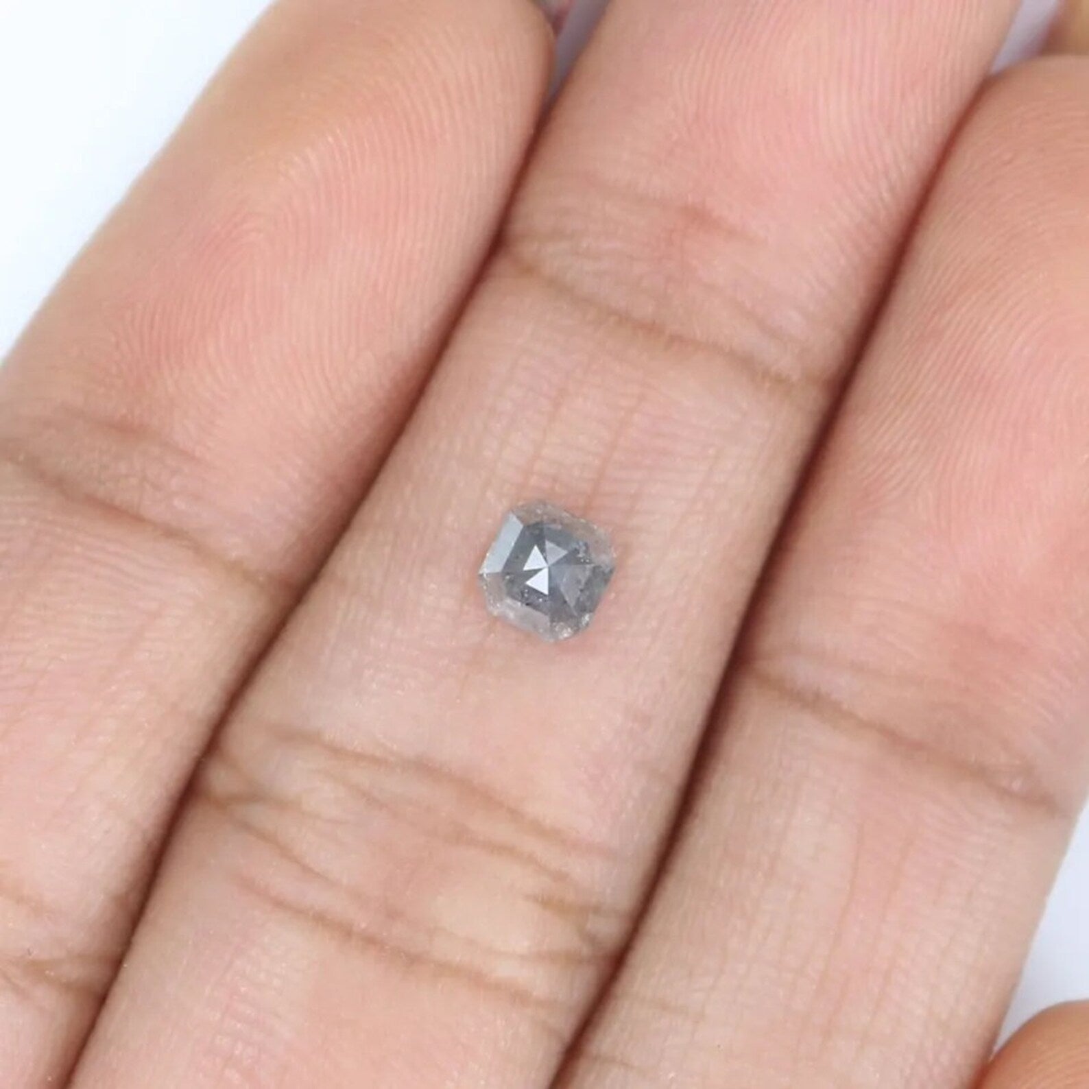 0.51 Ct Natural Loose Emerald Shape Diamond Salt And Pepper Emerald Cut Diamond 4.10 MM Natural Grey Color Emerald Rose Cut Diamond NQ8350