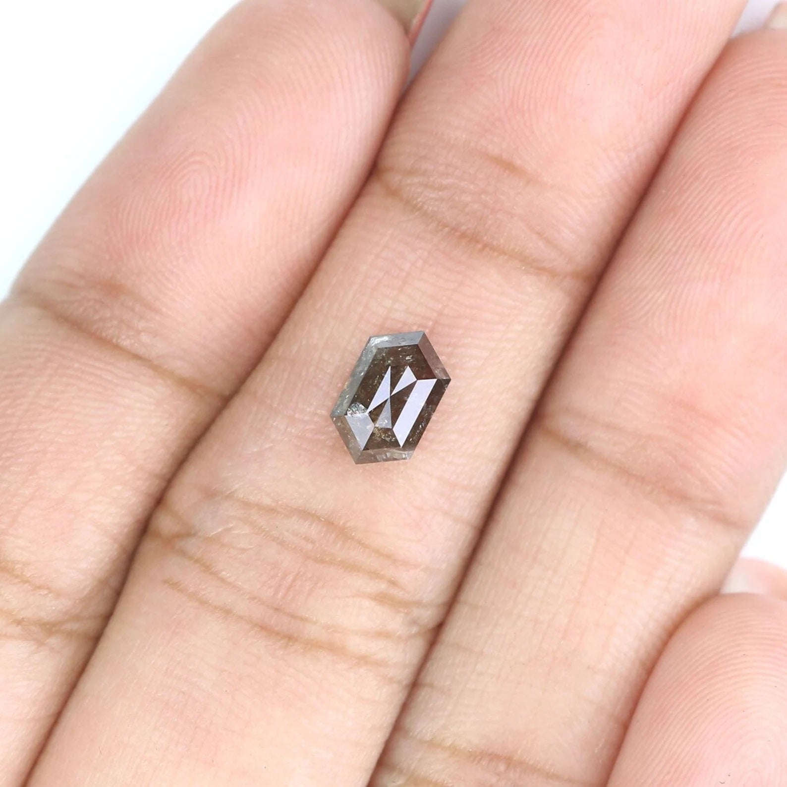 0.89 CT Natural Loose Hexagon Shape Diamond Brown Color Hexagon Cut Diamond 7.30 MM Natural Brown Hexagon Shape Rose Cut Diamond NQ2026